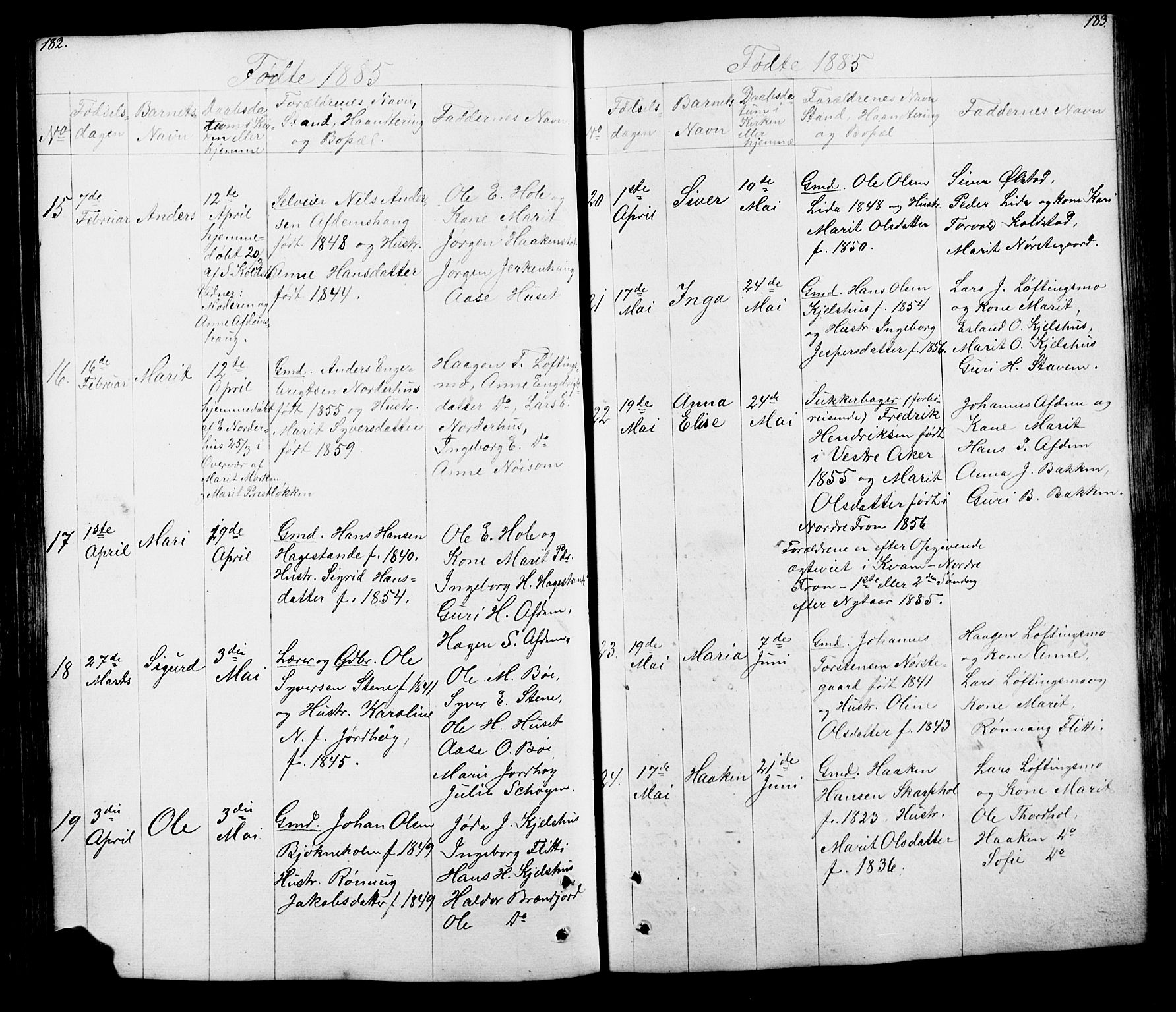 Lesja prestekontor, AV/SAH-PREST-068/H/Ha/Hab/L0005: Parish register (copy) no. 5, 1850-1894, p. 182-183