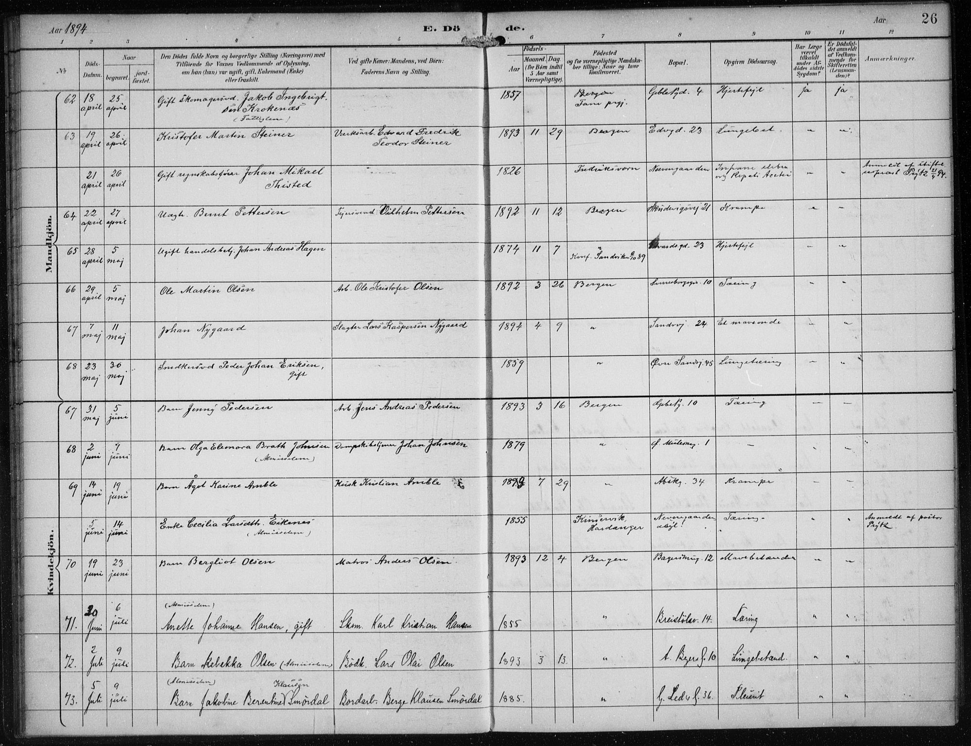 Sandviken Sokneprestembete, AV/SAB-A-77601/H/Ha/L0018: Parish register (official) no. E 1, 1893-1905, p. 26