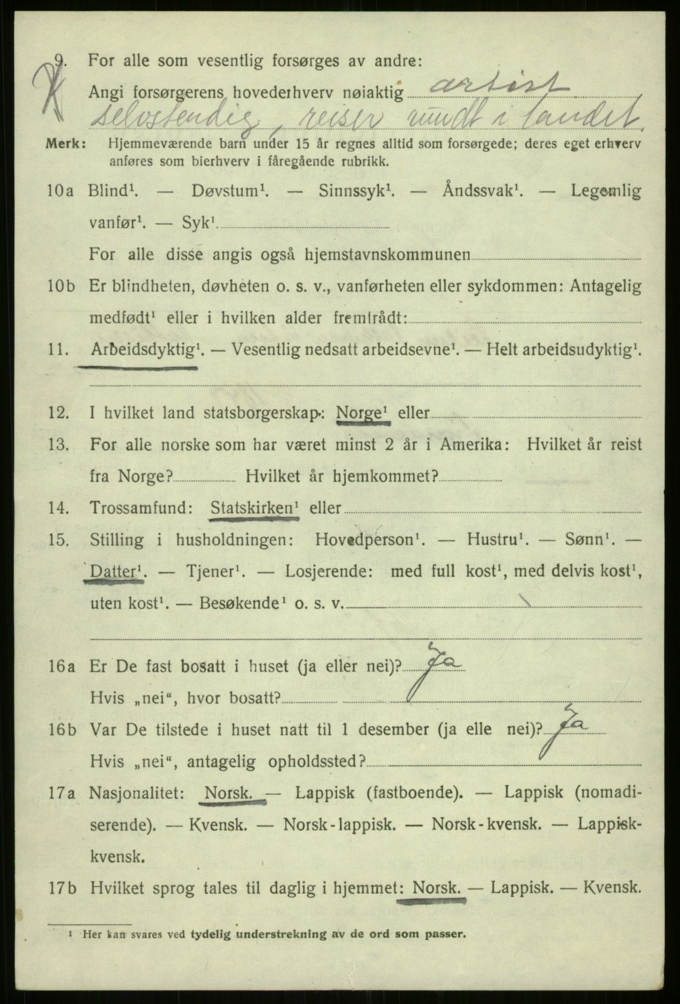 SATØ, 1920 census for Harstad, 1920, p. 7399