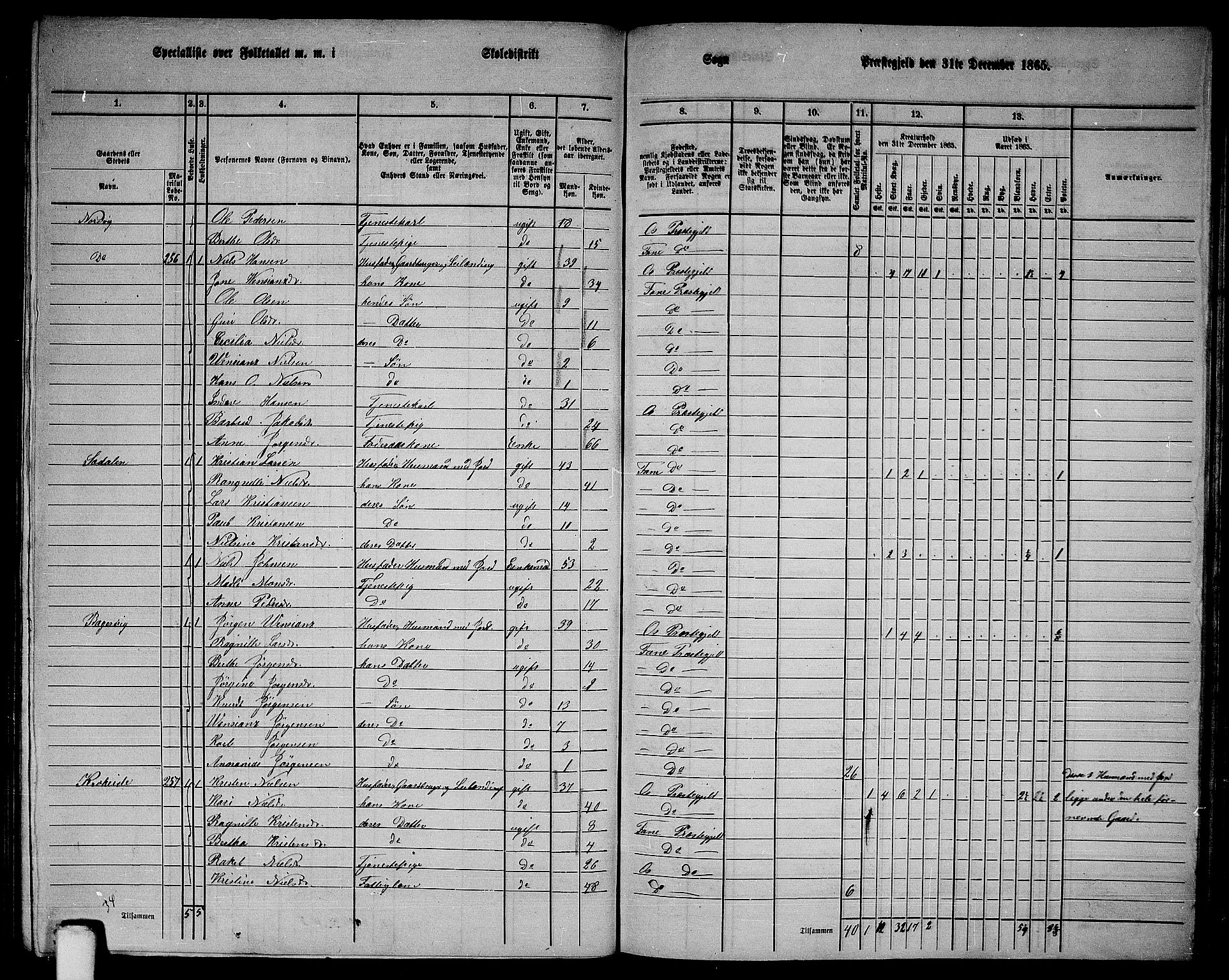 RA, 1865 census for Fana, 1865, p. 116