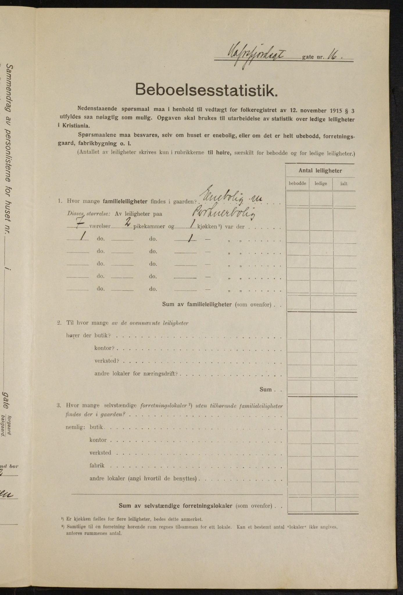 OBA, Municipal Census 1916 for Kristiania, 1916, p. 33876