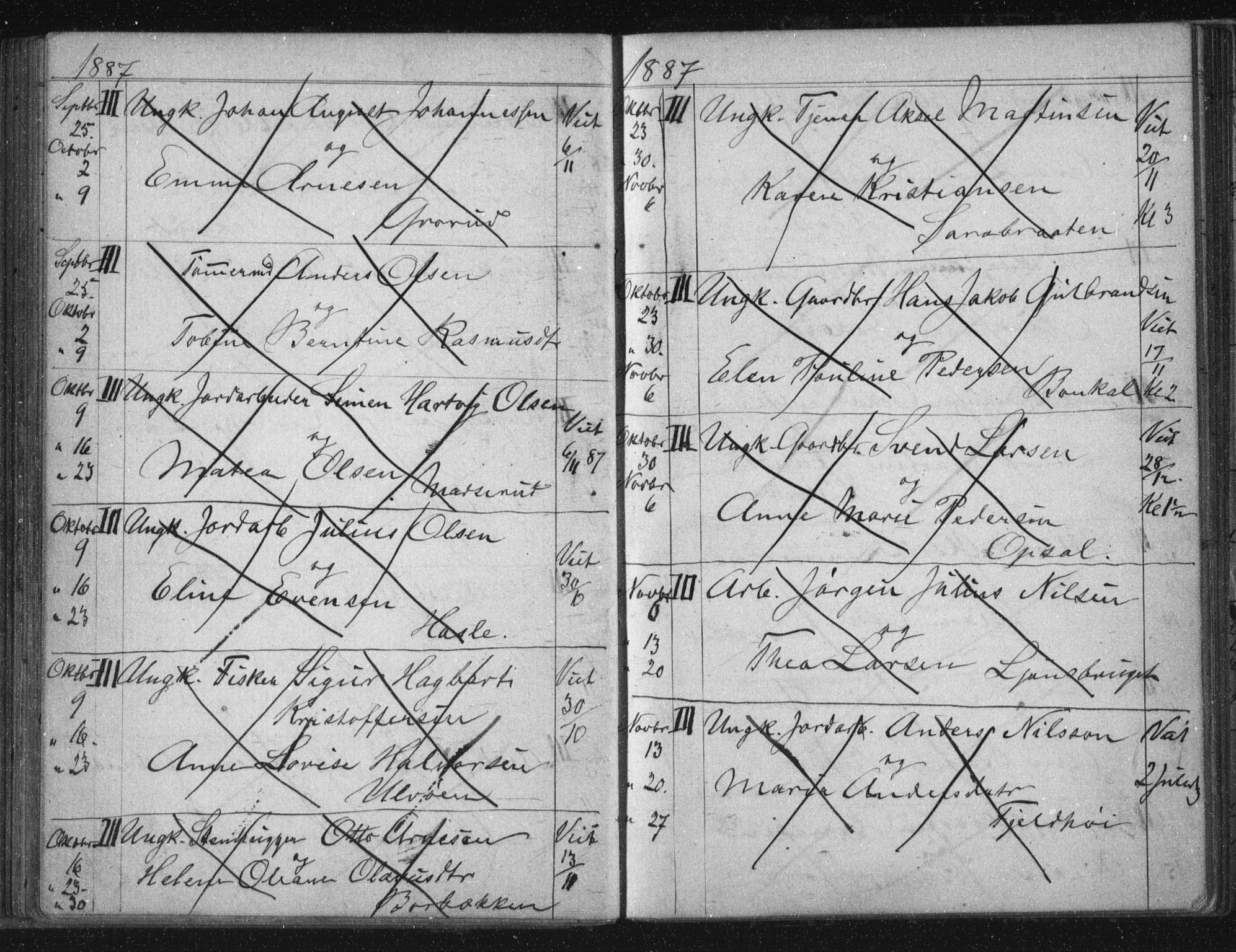 Østre Aker prestekontor Kirkebøker, SAO/A-10840/H/Ha/L0005: Banns register no. I 5, 1879-1899