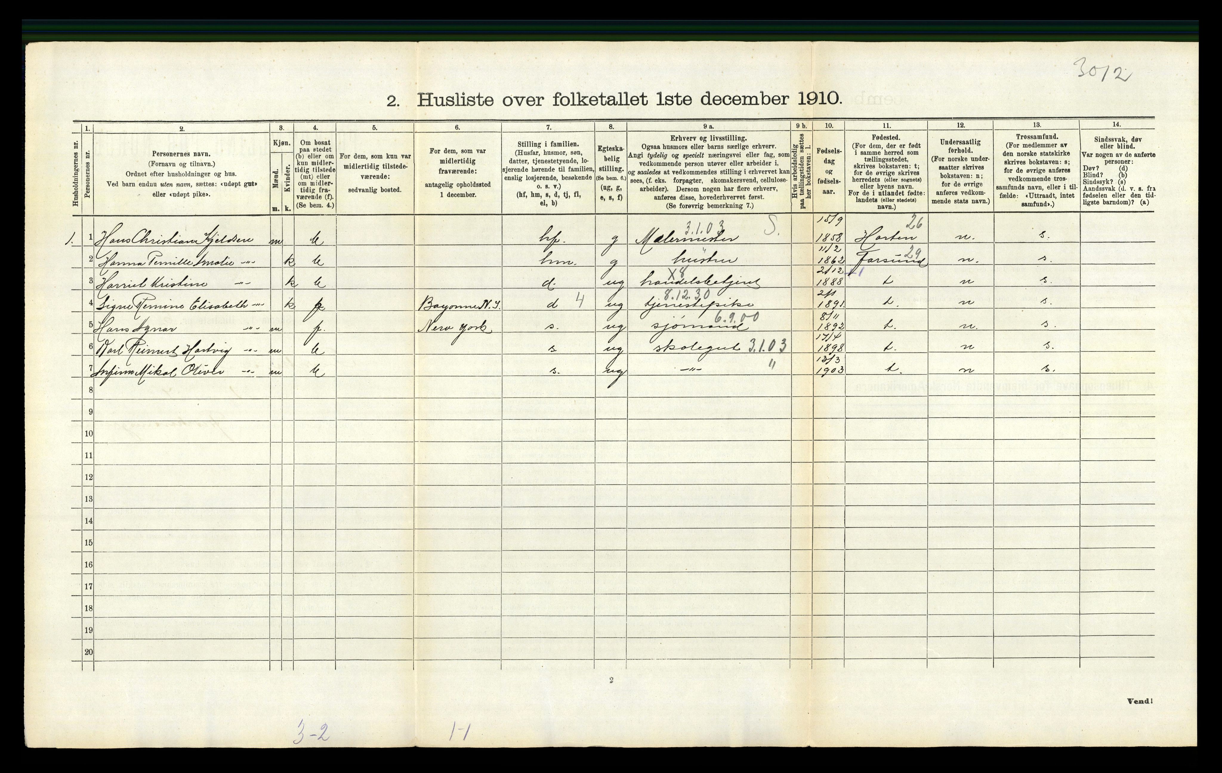 RA, 1910 census for Fredriksvern, 1910, p. 149