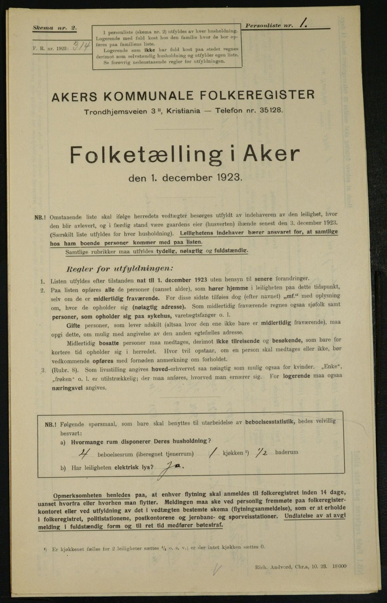 , Municipal Census 1923 for Aker, 1923, p. 24261