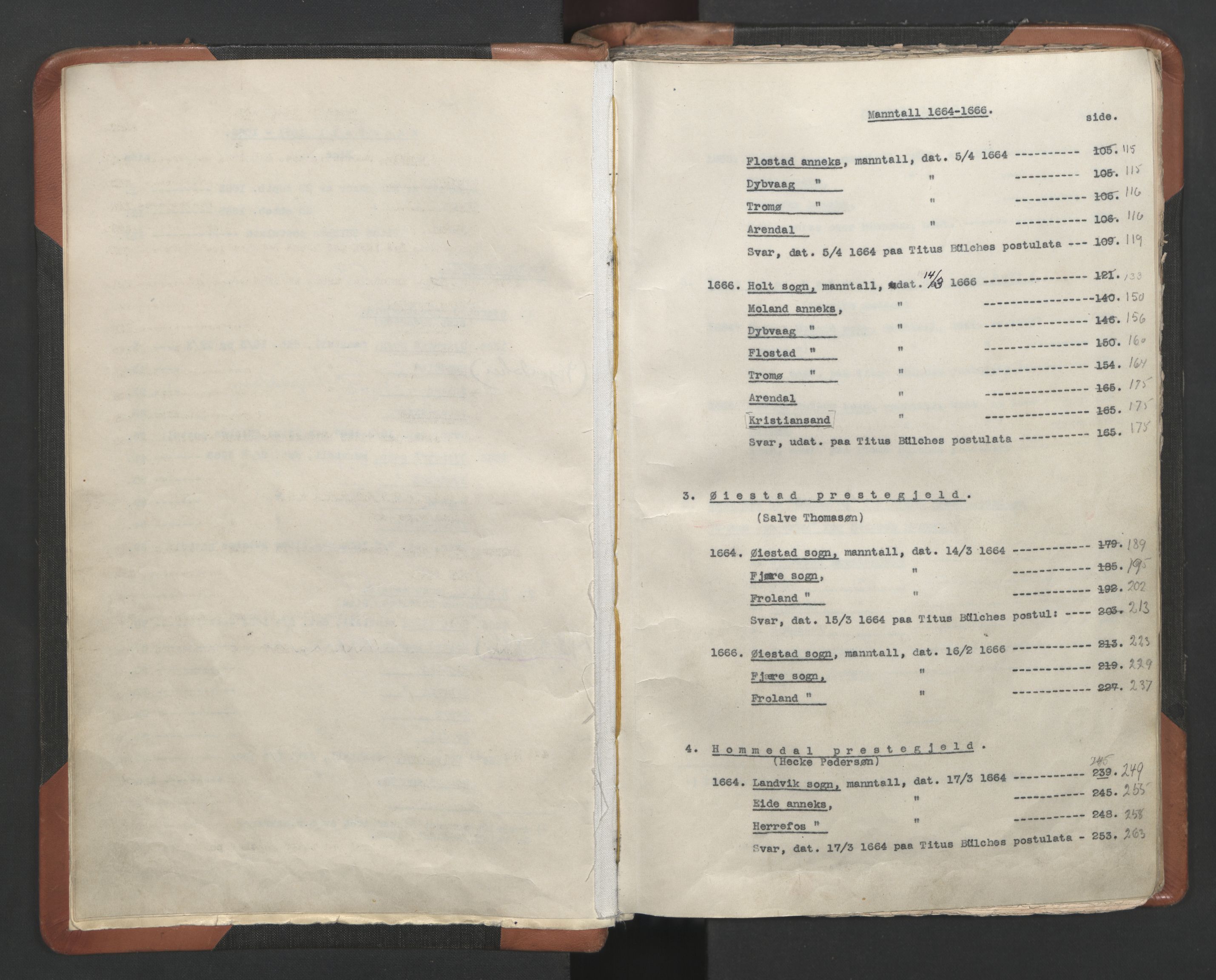 RA, Vicar's Census 1664-1666, no. 13: Nedenes deanery, 1664-1666