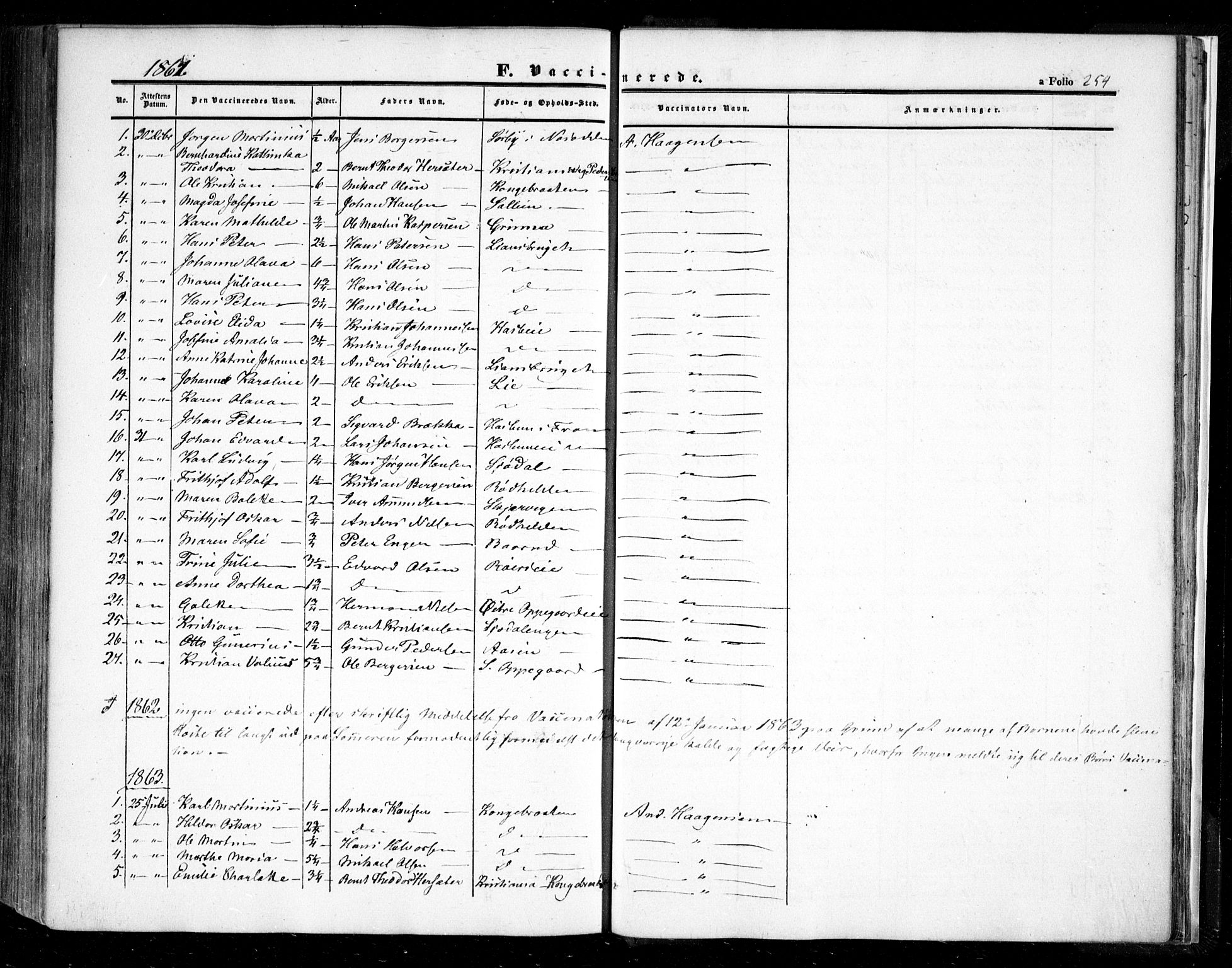 Nesodden prestekontor Kirkebøker, AV/SAO-A-10013/F/Fa/L0007: Parish register (official) no. I 7, 1848-1868, p. 254