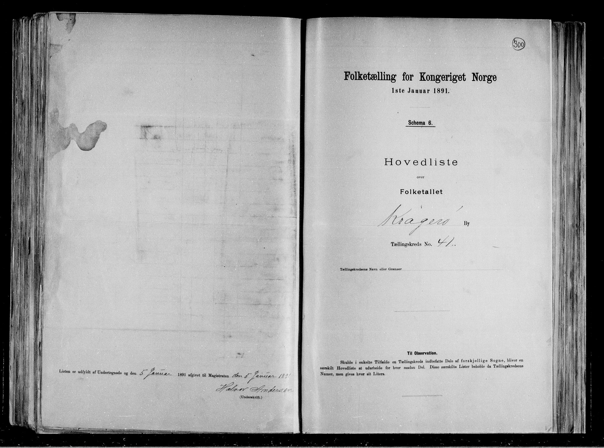 RA, 1891 census for 0801 Kragerø, 1891, p. 85