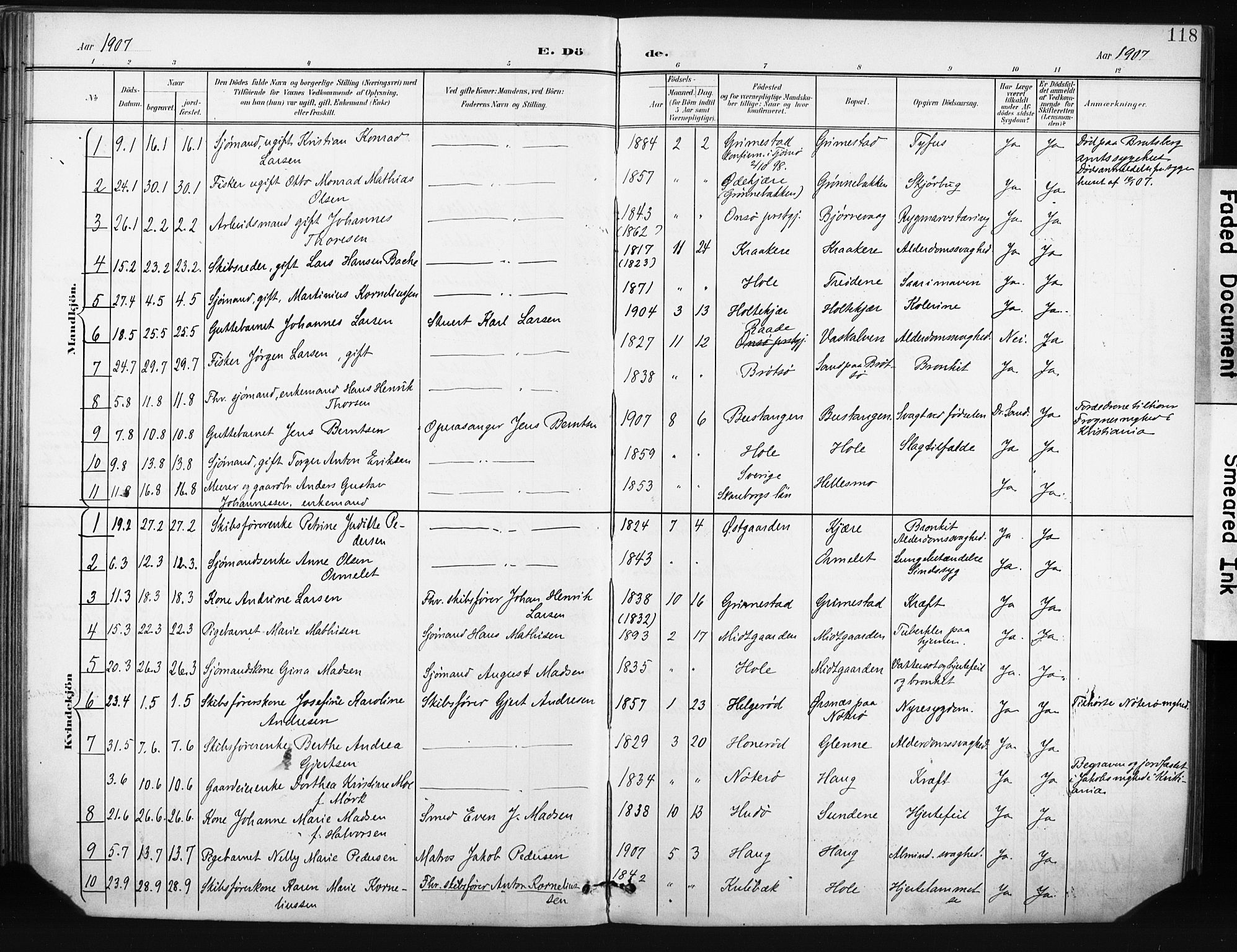 Tjøme kirkebøker, AV/SAKO-A-328/F/Fa/L0005: Parish register (official) no. I 5, 1901-1909, p. 118