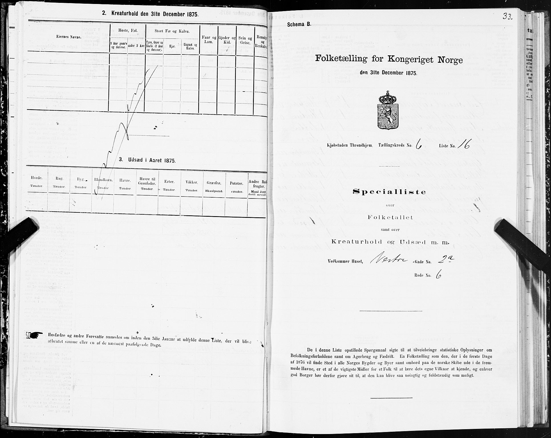 SAT, 1875 census for 1601 Trondheim, 1875, p. 4033