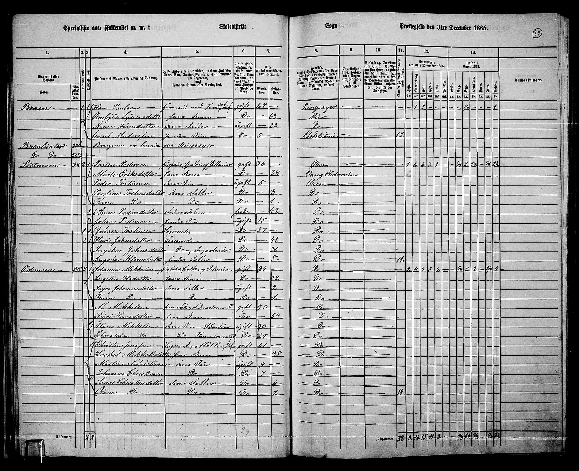 RA, 1865 census for Øyer, 1865, p. 34
