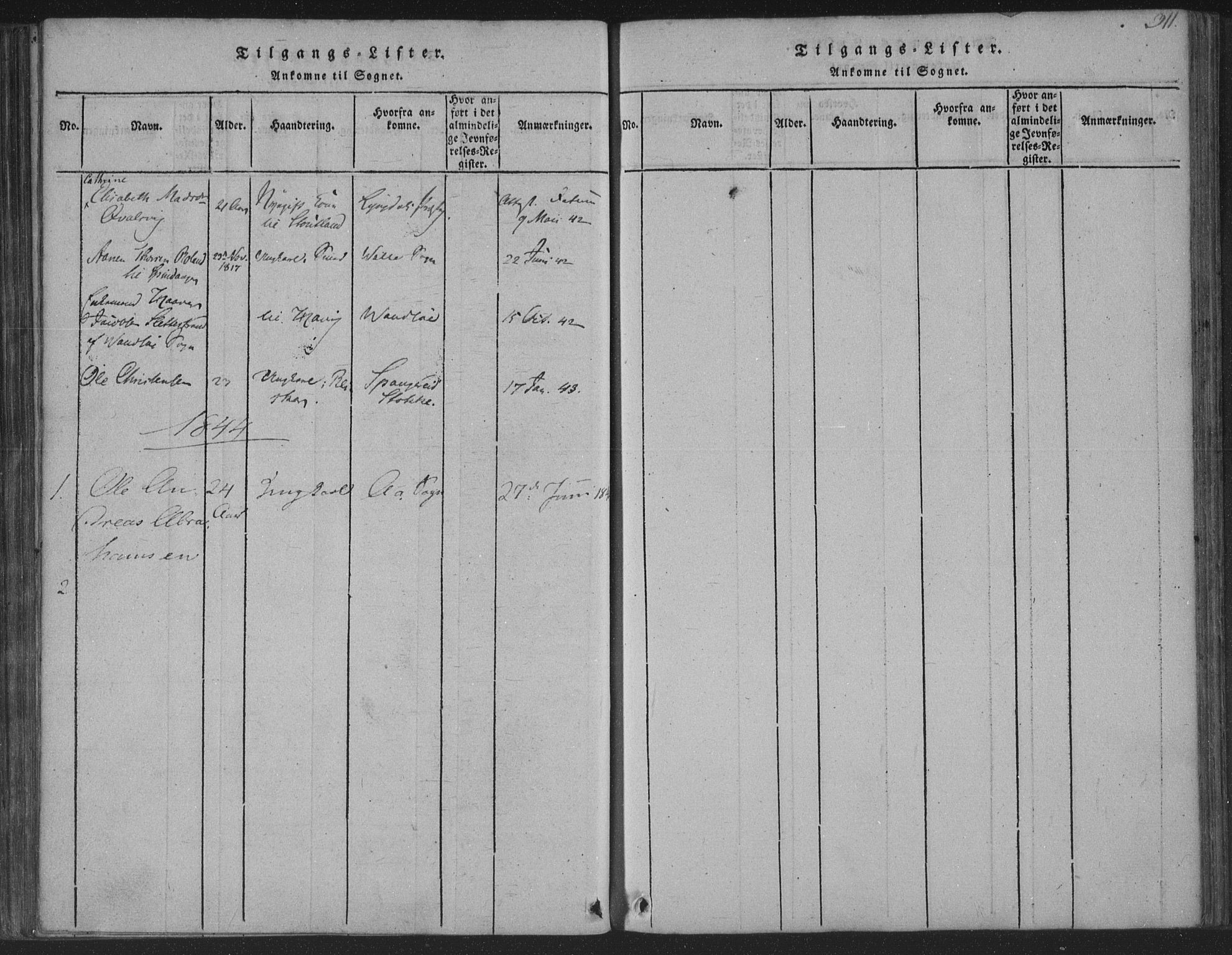 Herad sokneprestkontor, AV/SAK-1111-0018/F/Fa/Fab/L0002: Parish register (official) no. A 2, 1816-1844, p. 311