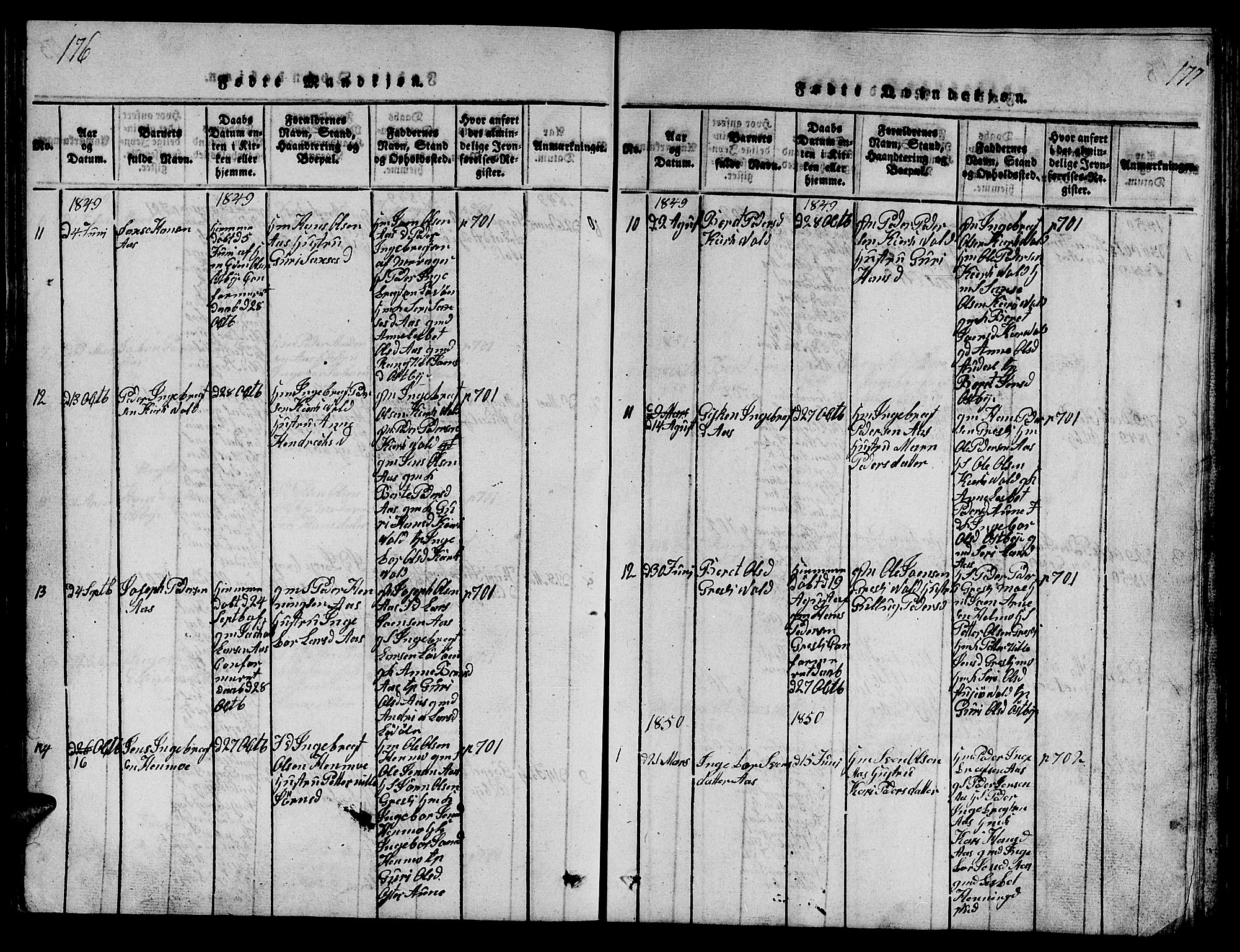 Ministerialprotokoller, klokkerbøker og fødselsregistre - Sør-Trøndelag, SAT/A-1456/698/L1164: Parish register (copy) no. 698C01, 1816-1861, p. 176-177