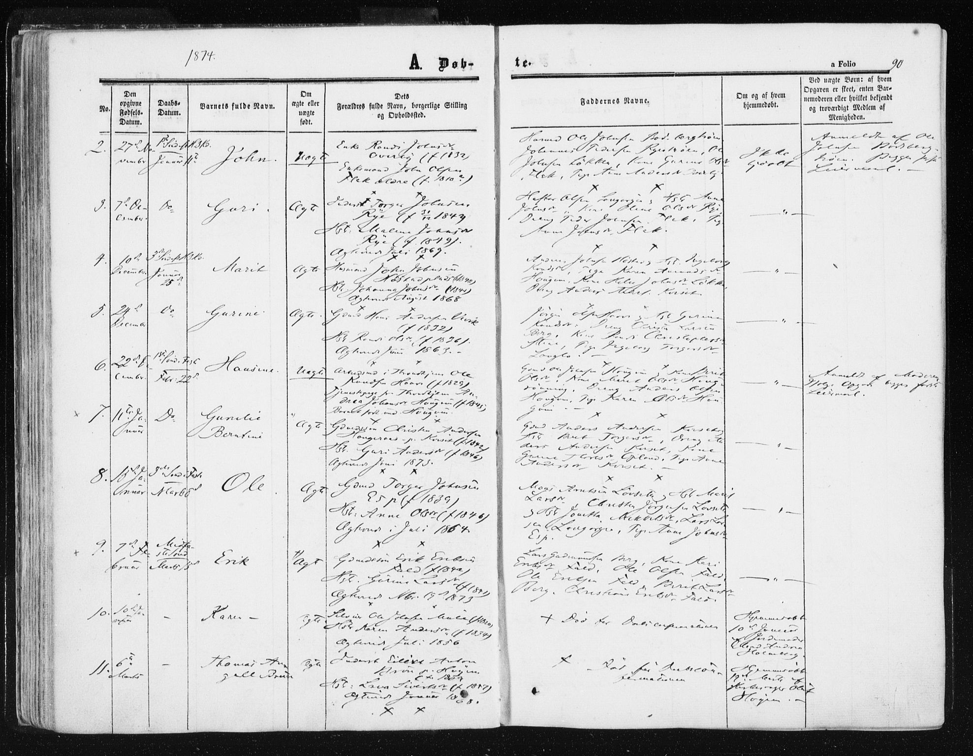 Ministerialprotokoller, klokkerbøker og fødselsregistre - Sør-Trøndelag, SAT/A-1456/612/L0377: Parish register (official) no. 612A09, 1859-1877, p. 90