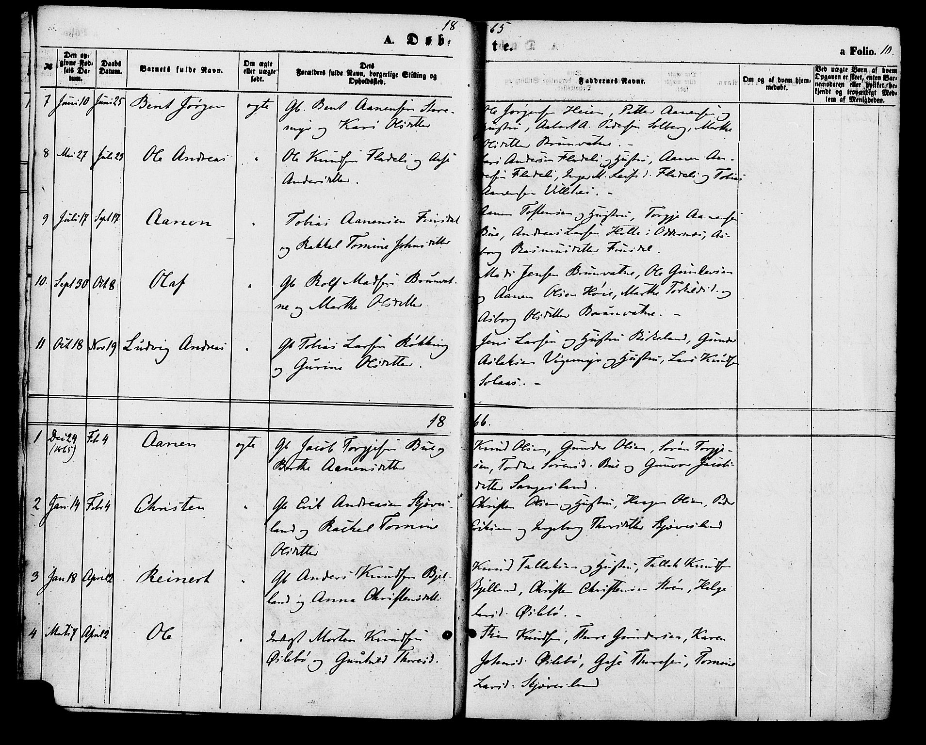 Holum sokneprestkontor, AV/SAK-1111-0022/F/Fa/Fac/L0003: Parish register (official) no. A 3, 1860-1883, p. 10