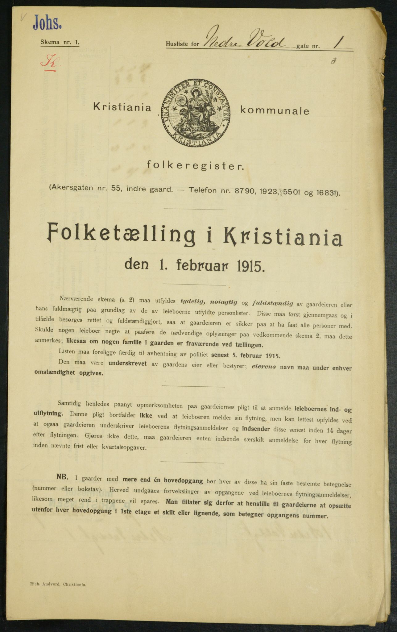 OBA, Municipal Census 1915 for Kristiania, 1915, p. 68981