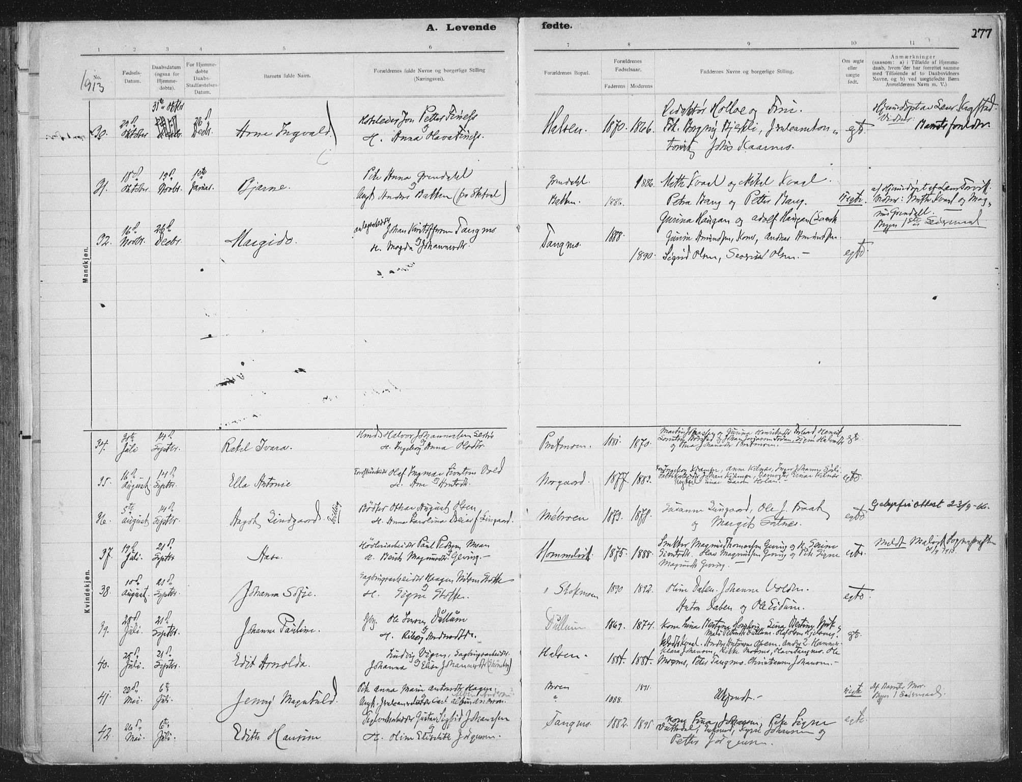 Ministerialprotokoller, klokkerbøker og fødselsregistre - Nord-Trøndelag, SAT/A-1458/709/L0082: Parish register (official) no. 709A22, 1896-1916, p. 277