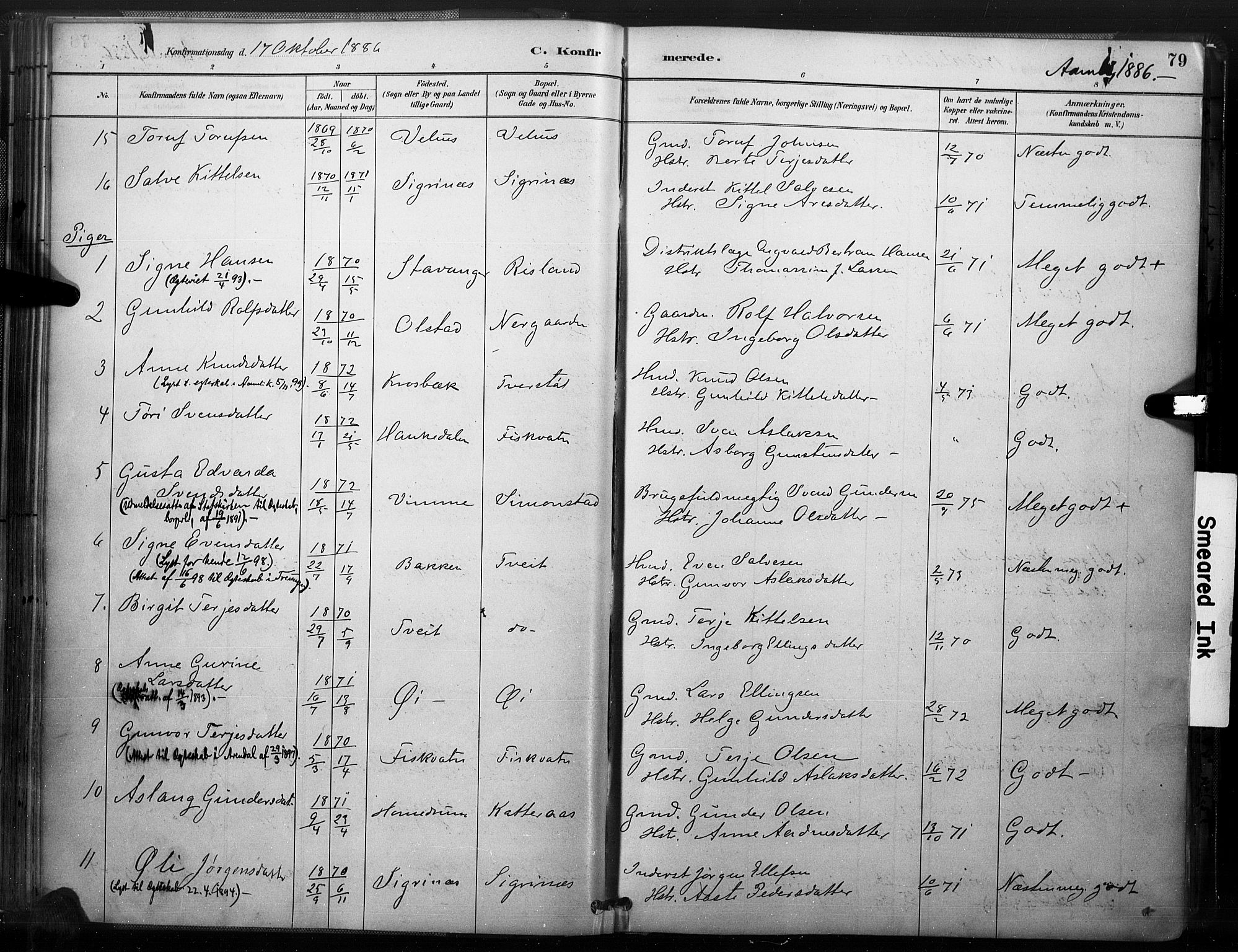 Åmli sokneprestkontor, AV/SAK-1111-0050/F/Fa/Fac/L0010: Parish register (official) no. A 10 /1, 1885-1899, p. 79