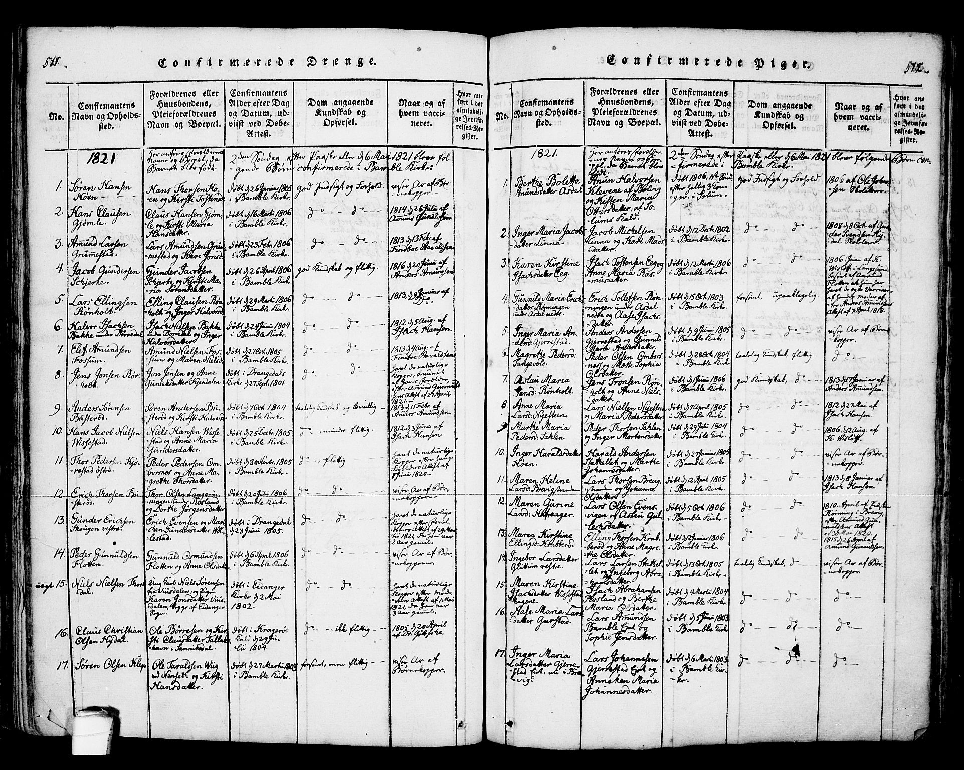 Bamble kirkebøker, SAKO/A-253/F/Fa/L0003: Parish register (official) no. I 3 /1, 1814-1834, p. 511-512