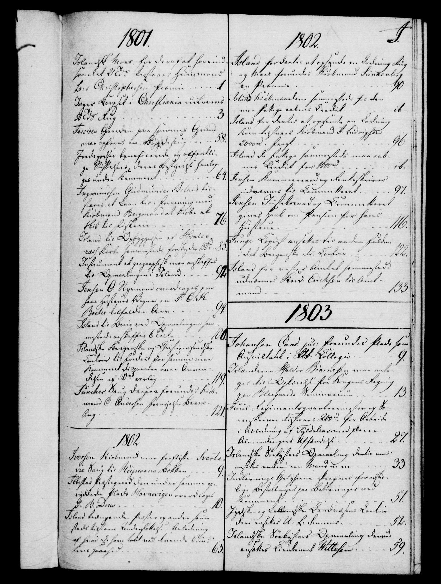 Rentekammeret, Kammerkanselliet, RA/EA-3111/G/Gf/Gfb/L0016: Register til norske relasjons- og resolusjonsprotokoller (merket RK 52.111), 1801-1814, p. 88