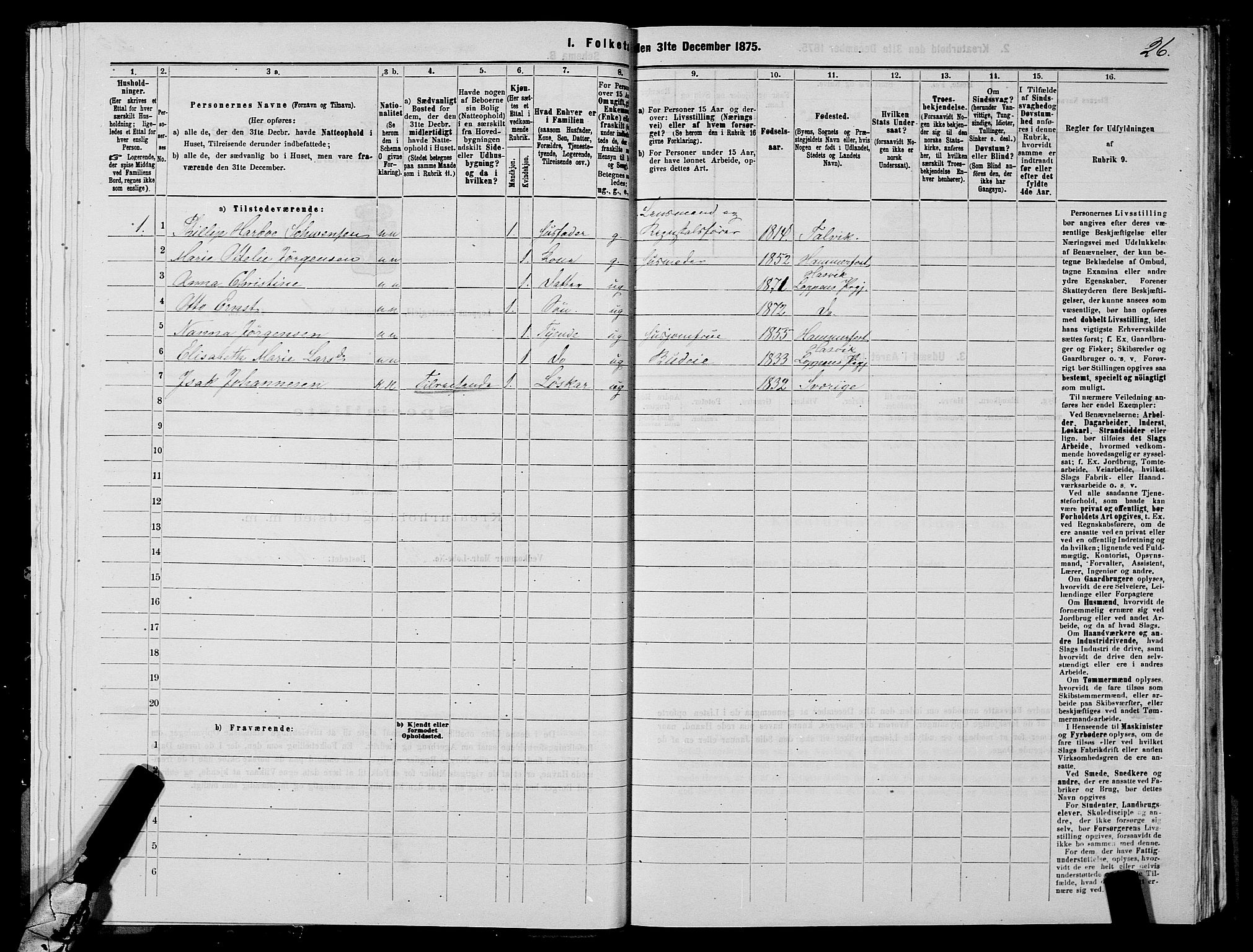 SATØ, 1875 census for 2014P Loppa, 1875, p. 1026