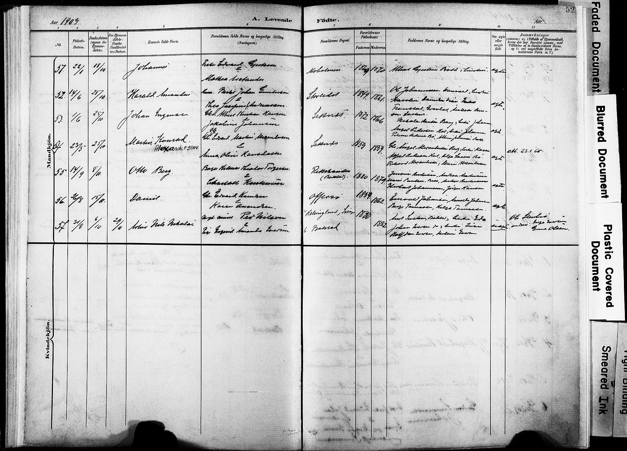 Ministerialprotokoller, klokkerbøker og fødselsregistre - Nordland, AV/SAT-A-1459/881/L1151: Parish register (official) no. 881A04, 1899-1907, p. 52