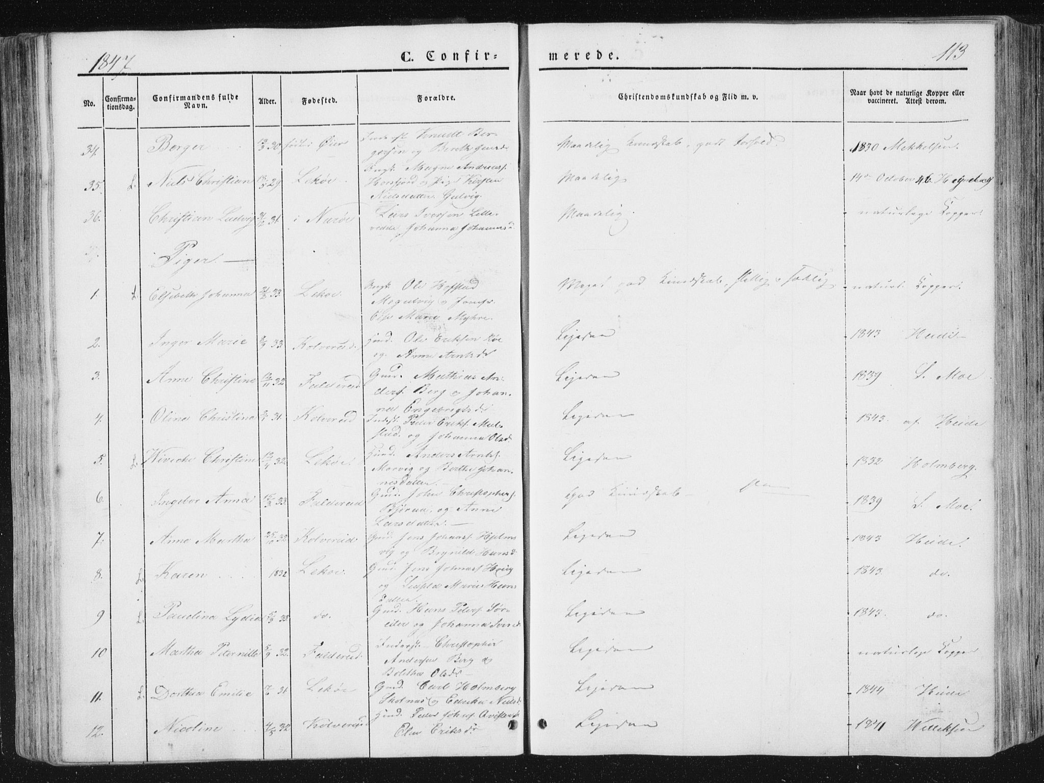 Ministerialprotokoller, klokkerbøker og fødselsregistre - Nord-Trøndelag, AV/SAT-A-1458/780/L0640: Parish register (official) no. 780A05, 1845-1856, p. 113