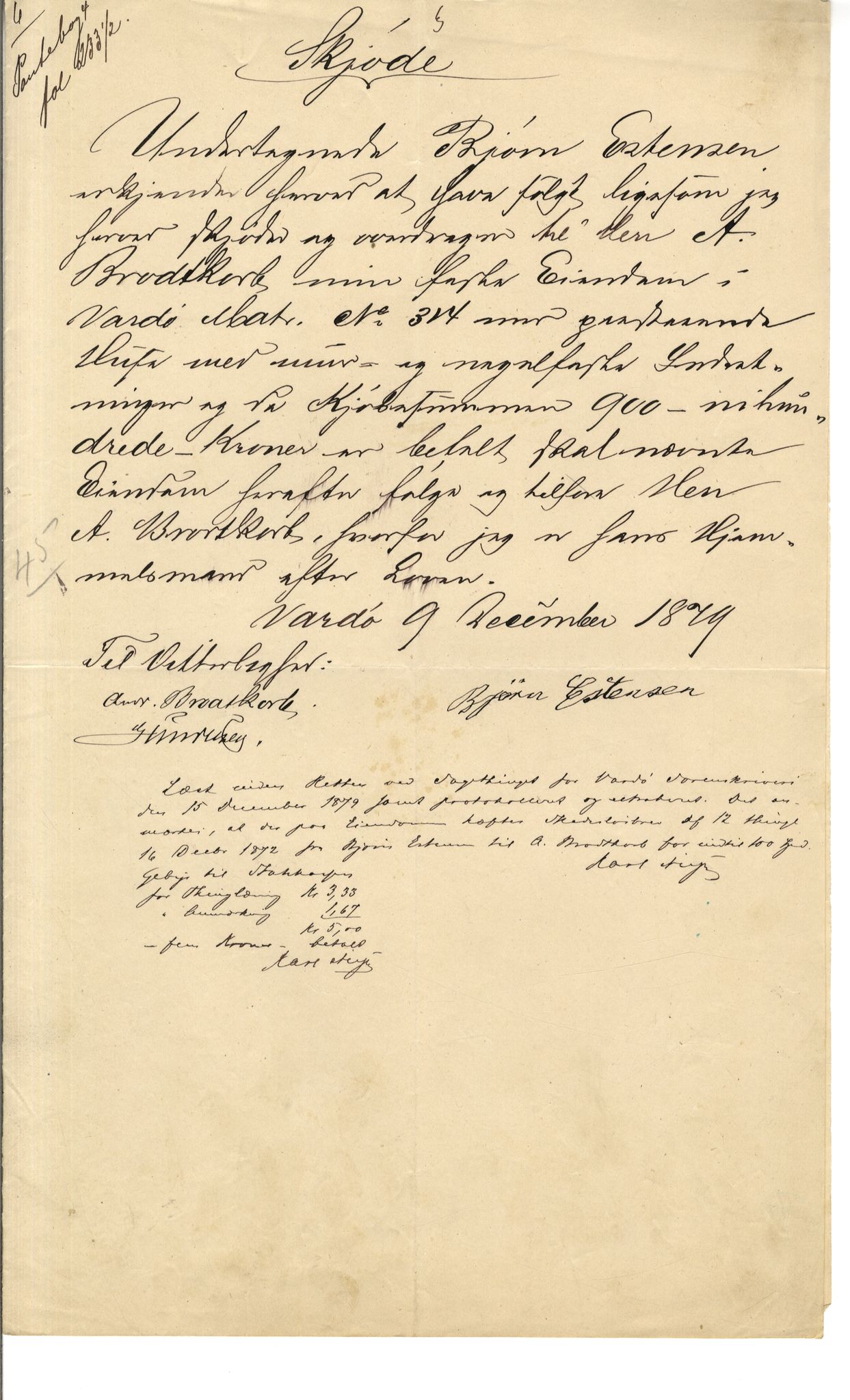 Brodtkorb handel A/S, VAMU/A-0001/Q/Qb/L0001: Skjøter og grunnbrev i Vardø by, 1822-1943, p. 265