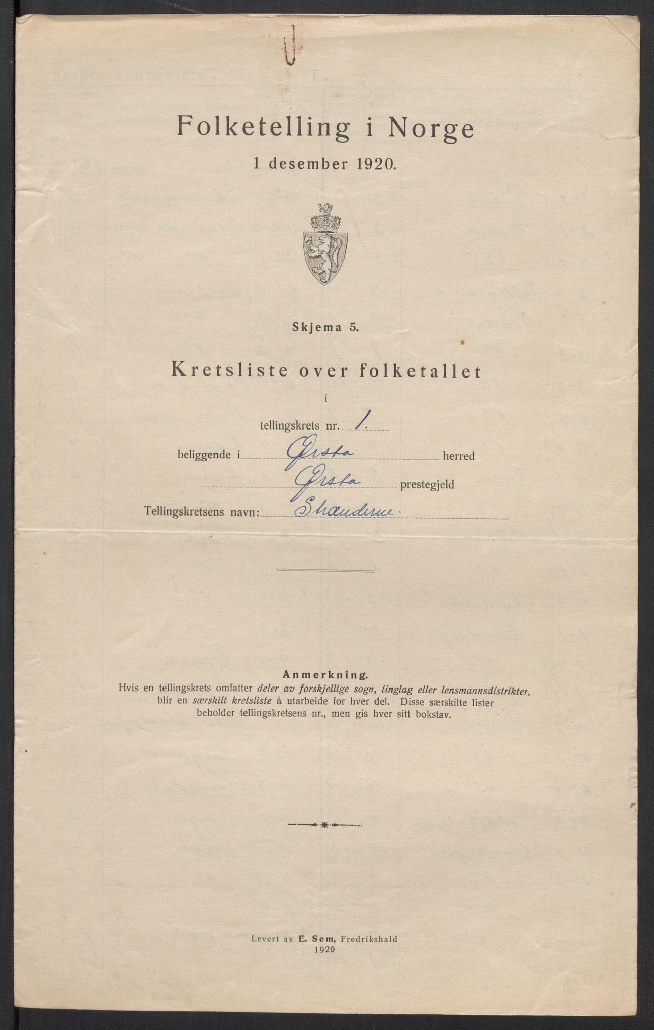 SAT, 1920 census for Ørsta, 1920, p. 6