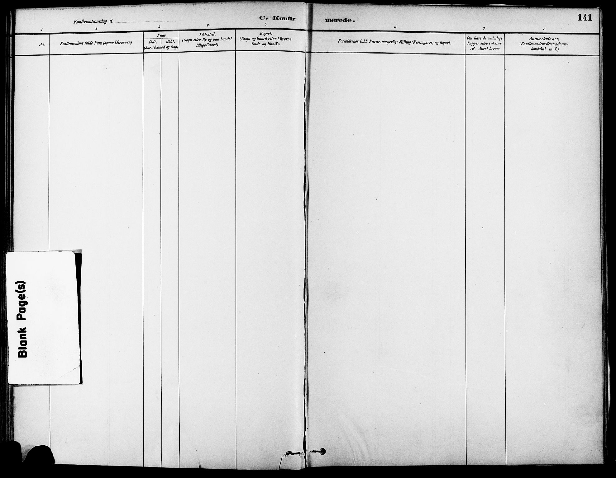 Gamle Aker prestekontor Kirkebøker, SAO/A-10617a/F/L0007: Parish register (official) no. 7, 1882-1890, p. 141