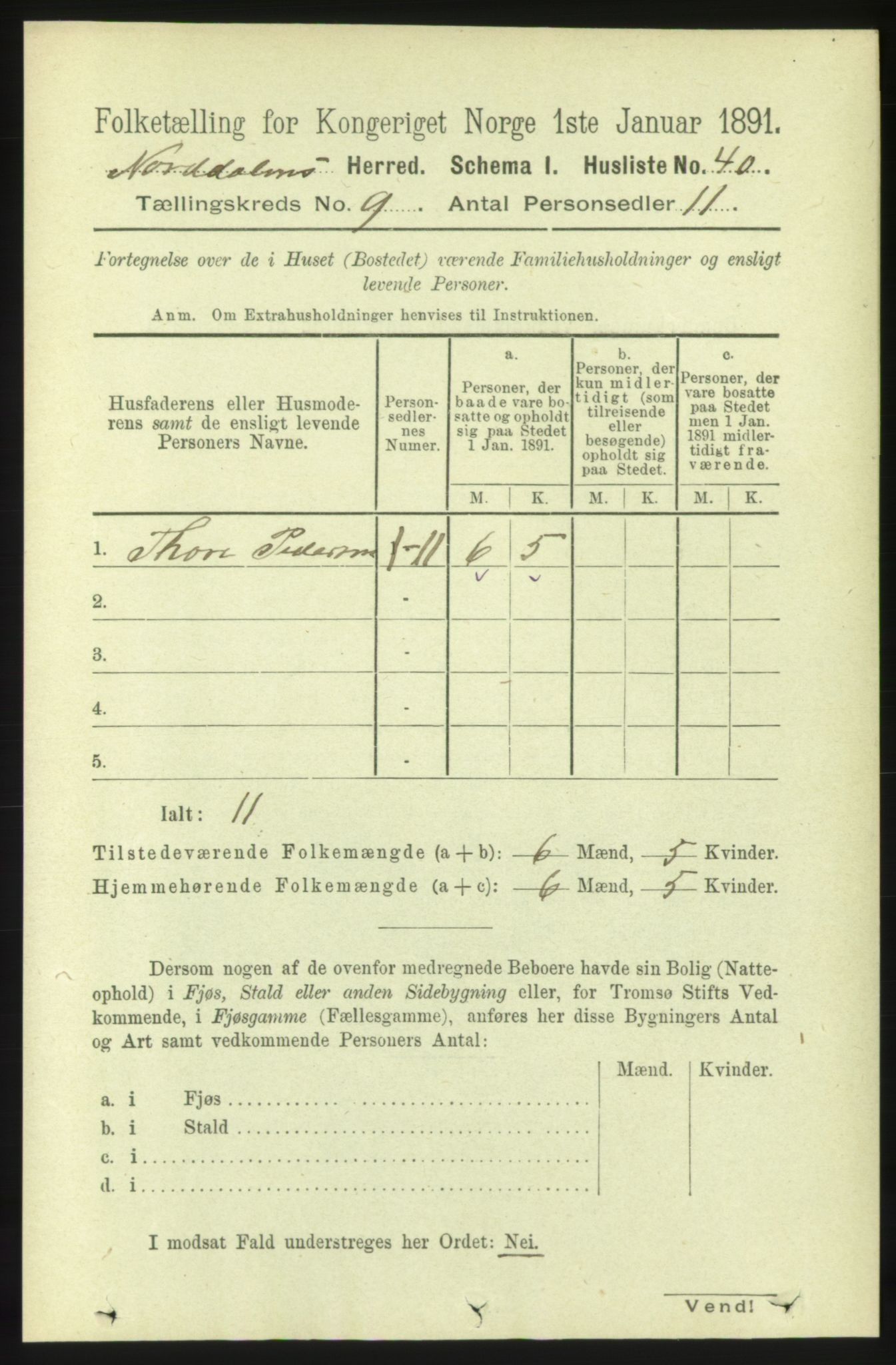RA, 1891 census for 1524 Norddal, 1891, p. 1832