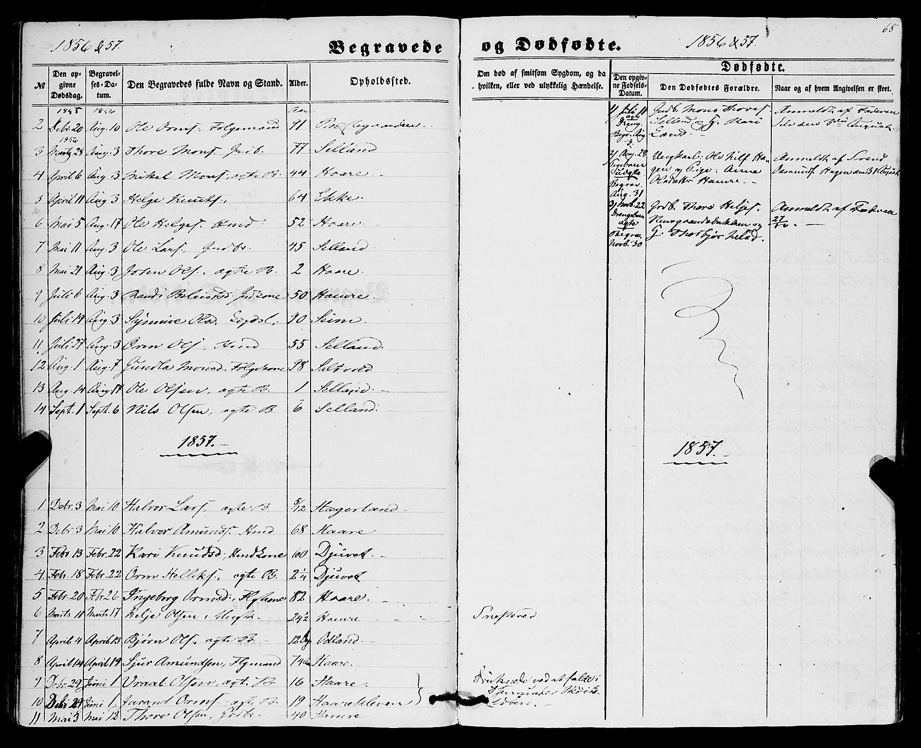 Røldal sokneprestembete, AV/SAB-A-100247: Parish register (official) no. A 3, 1856-1870, p. 68