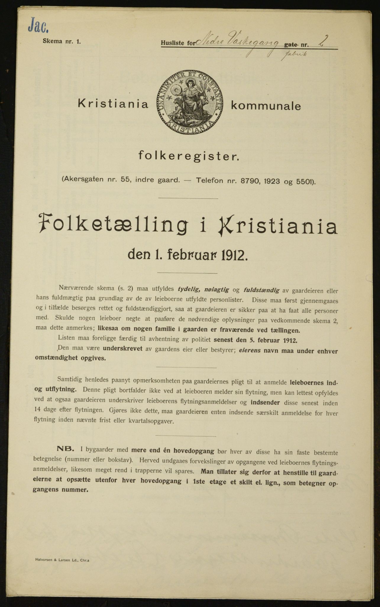 OBA, Municipal Census 1912 for Kristiania, 1912, p. 70101