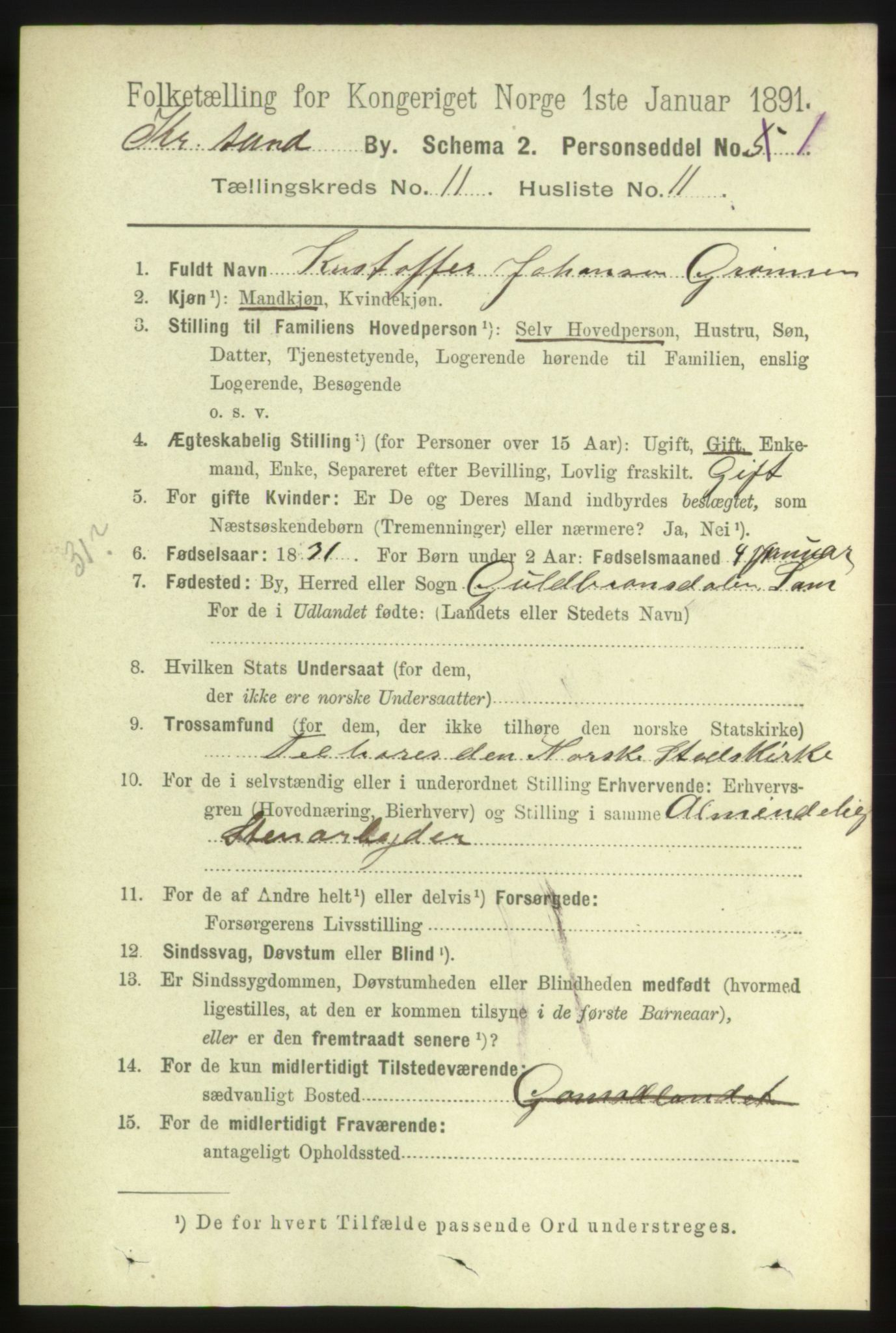 RA, 1891 census for 1503 Kristiansund, 1891, p. 8879