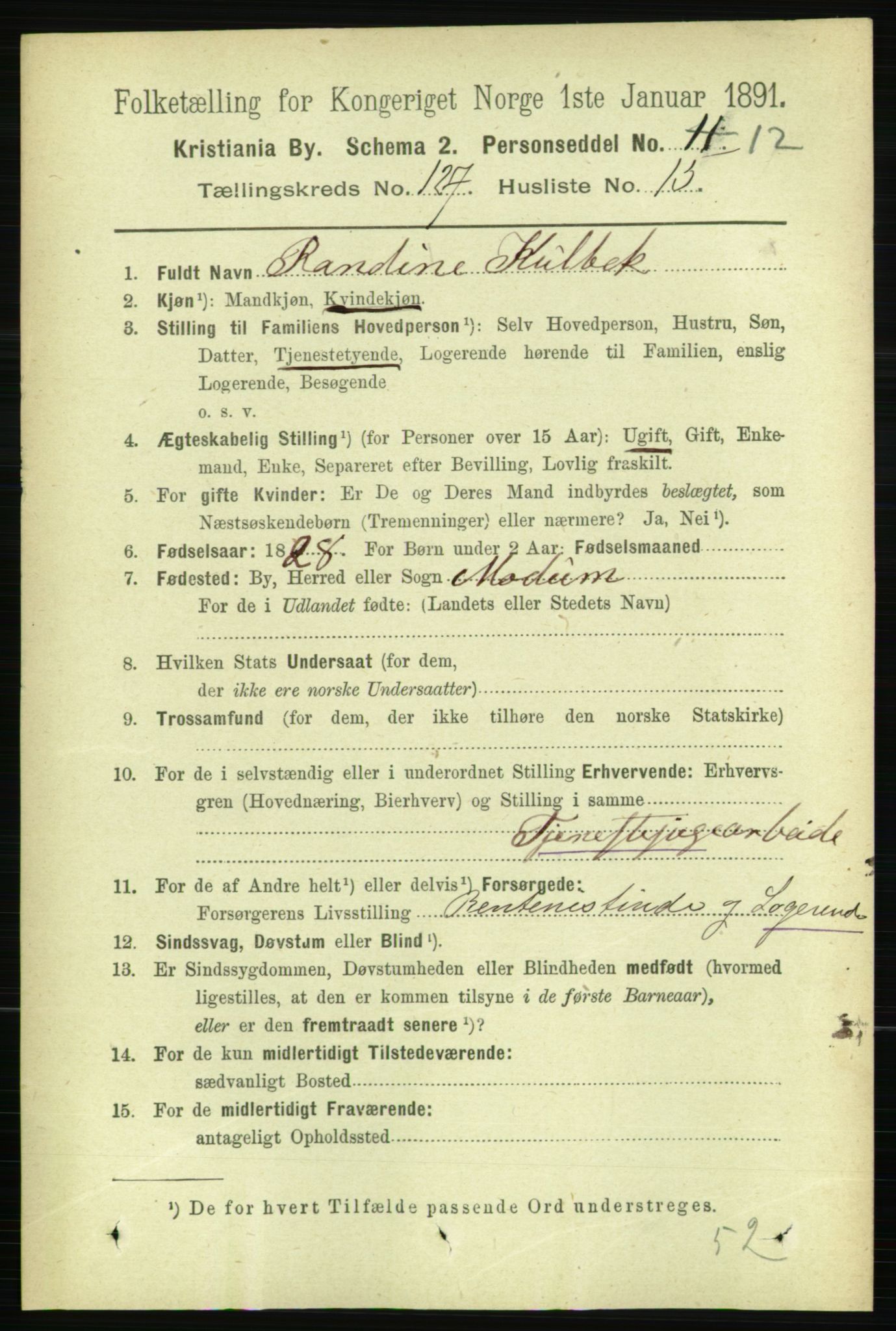 RA, 1891 census for 0301 Kristiania, 1891, p. 68326