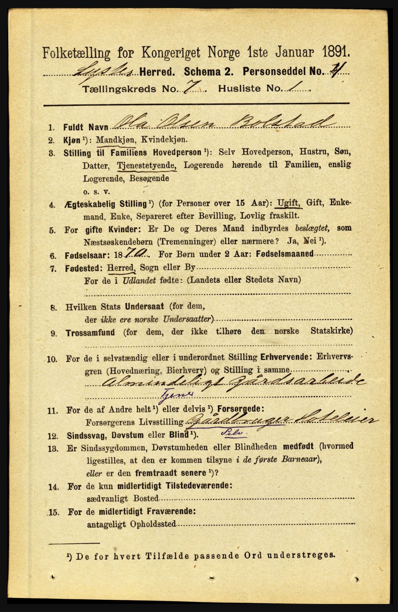 RA, 1891 census for 1426 Luster, 1891, p. 2617