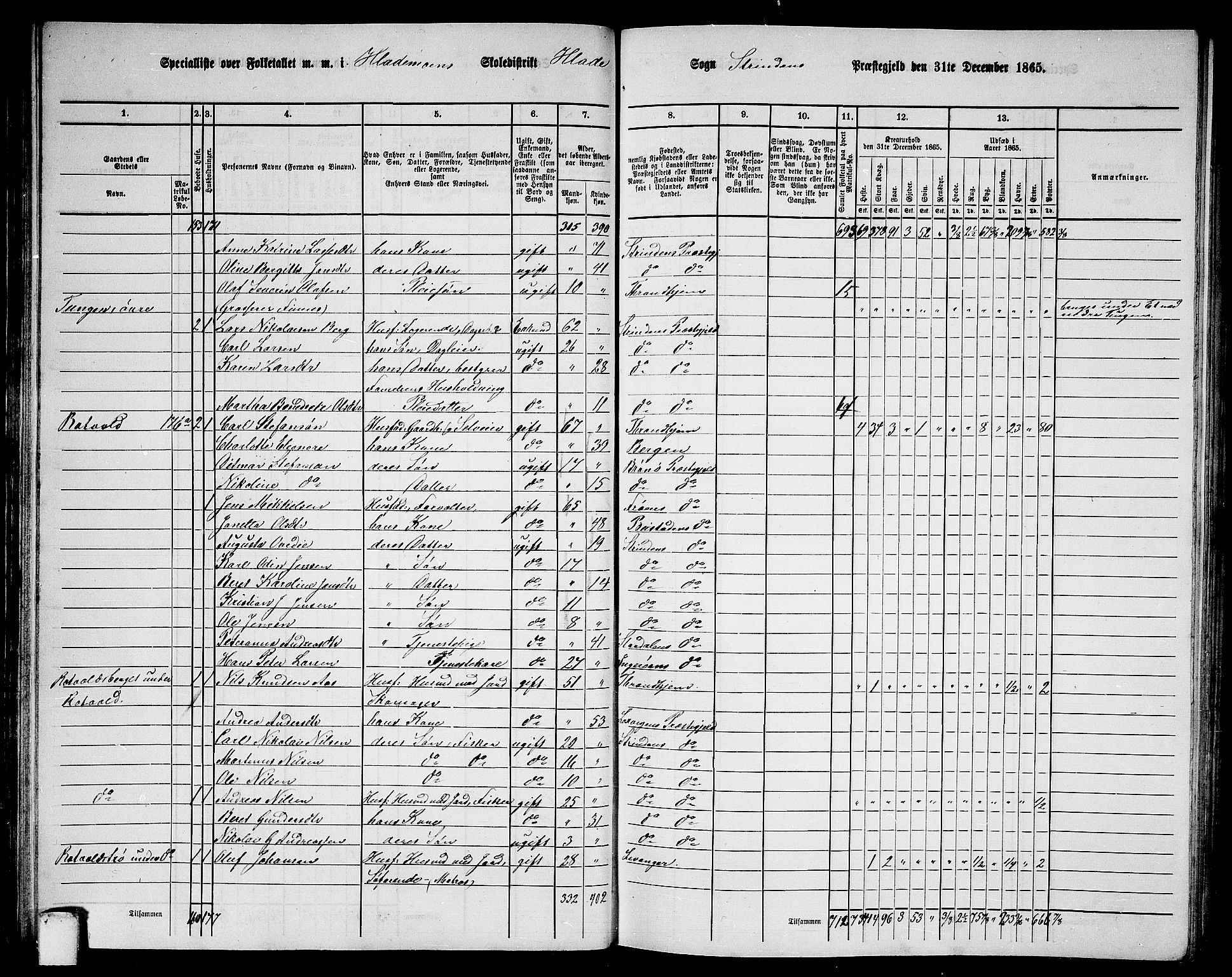 RA, 1865 census for Strinda, 1865, p. 43