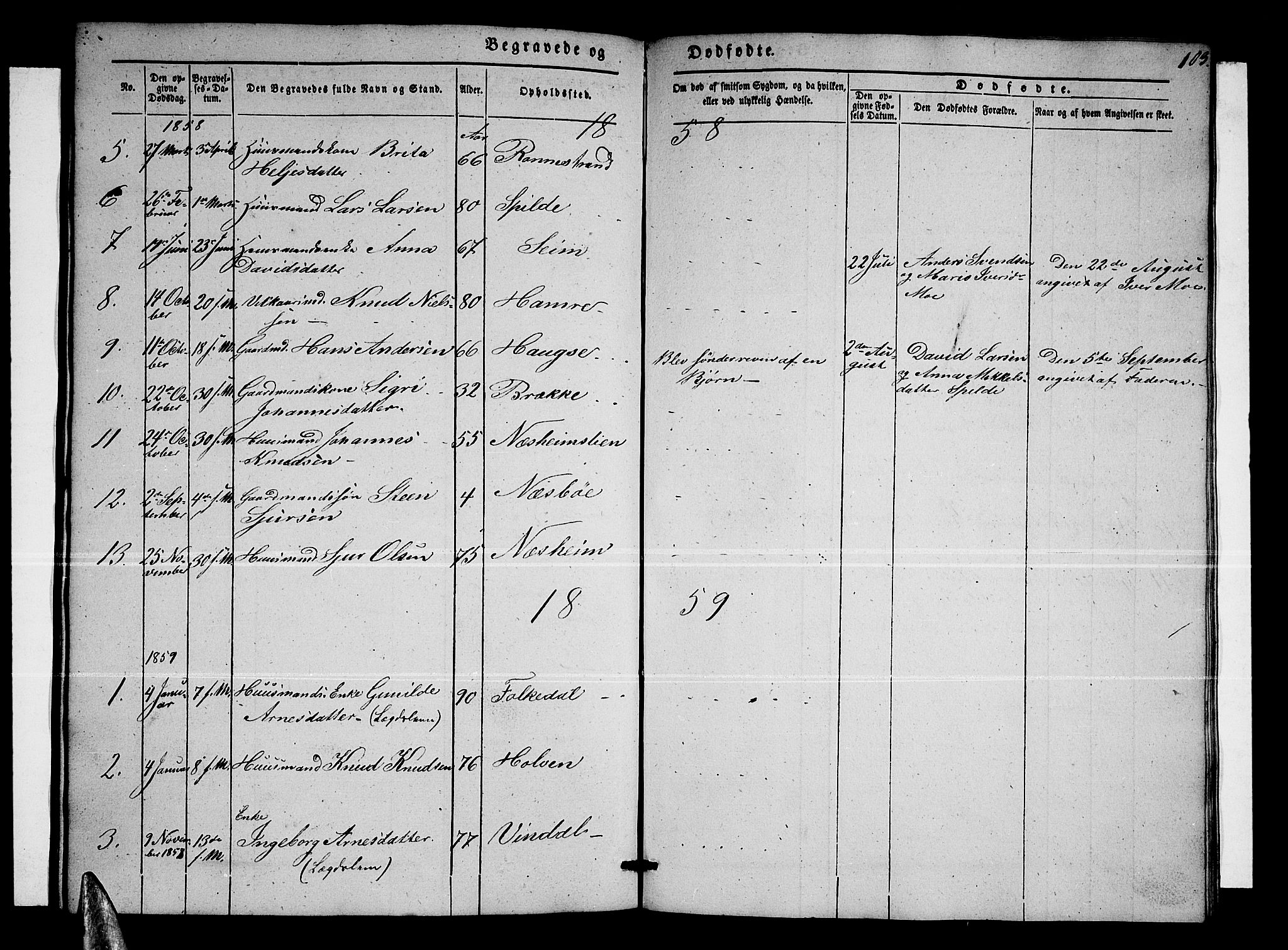 Ulvik sokneprestembete, AV/SAB-A-78801/H/Hab: Parish register (copy) no. B 1, 1855-1868, p. 103
