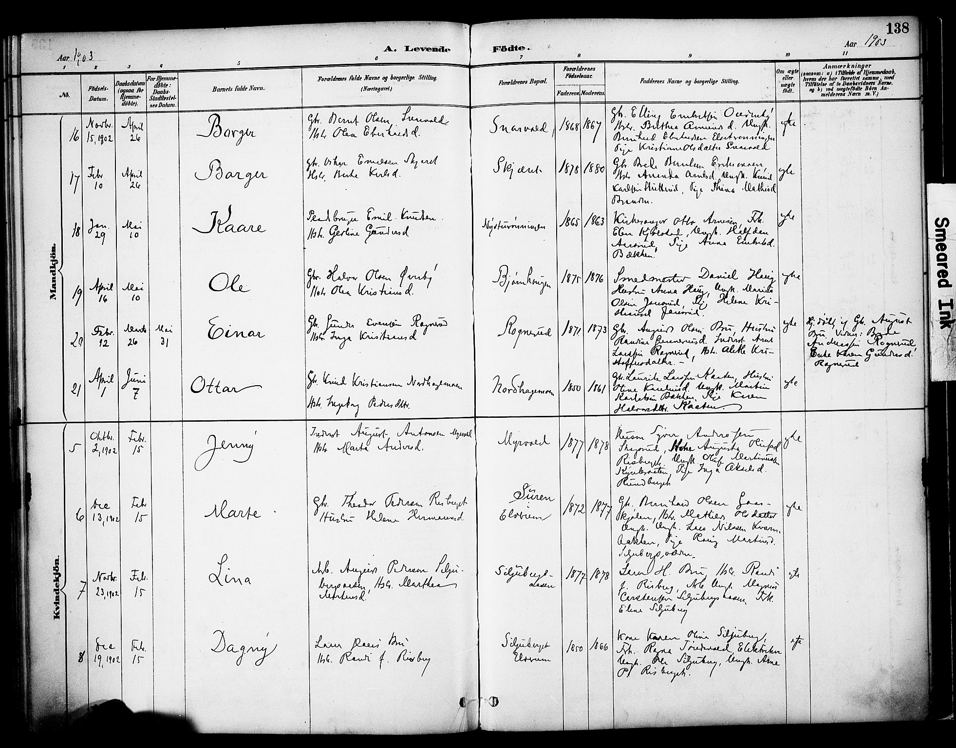 Våler prestekontor, Hedmark, SAH/PREST-040/H/Ha/Haa/L0005: Parish register (official) no. 5, 1887-1905, p. 138