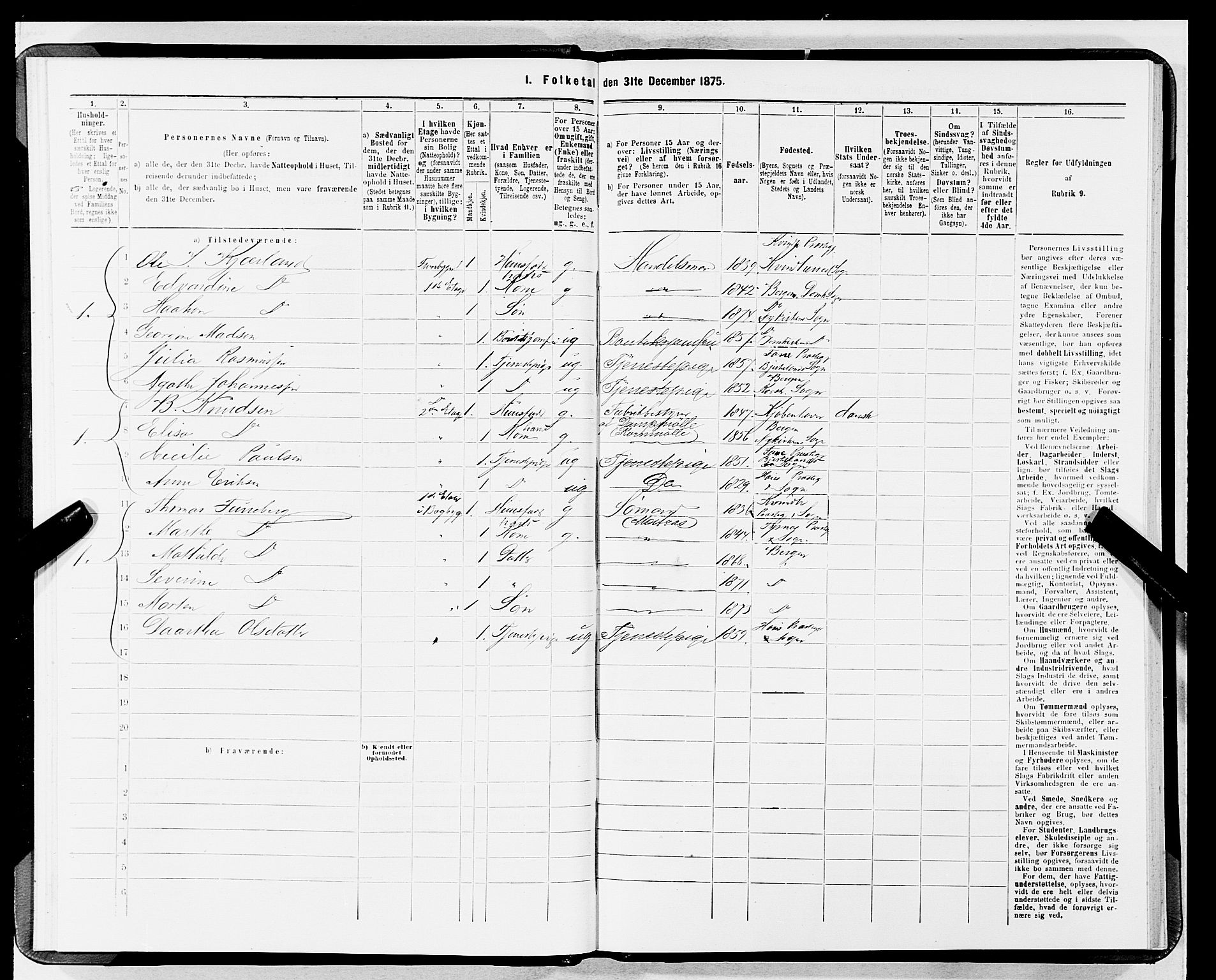 SAB, 1875 census for 1301 Bergen, 1875, p. 1454