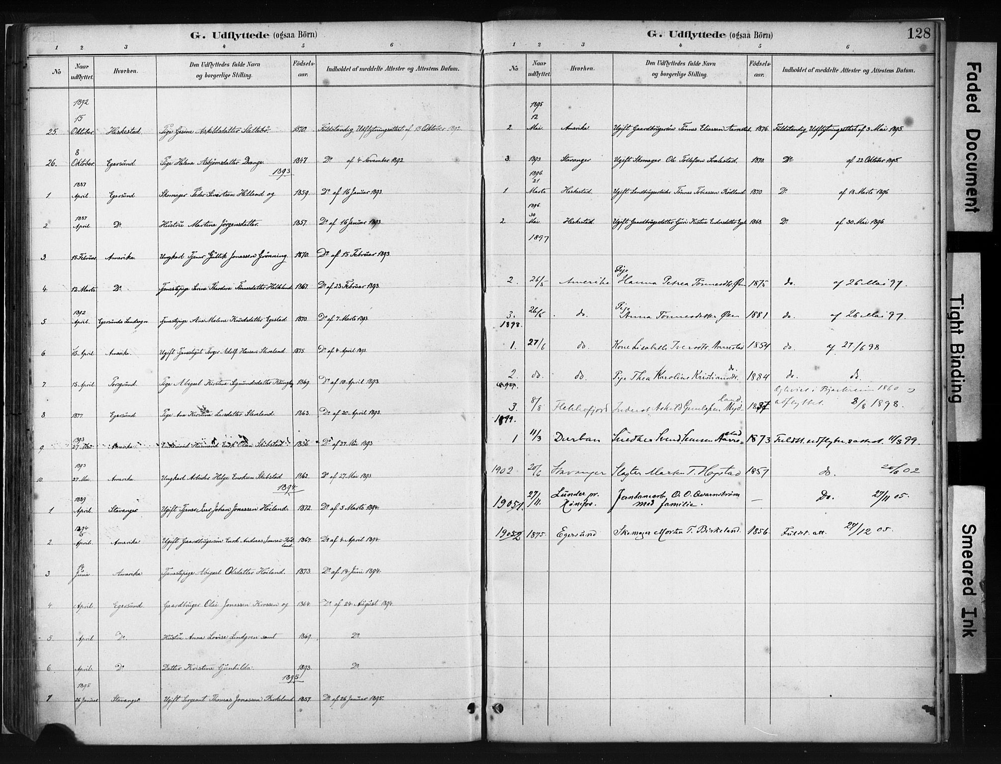 Helleland sokneprestkontor, SAST/A-101810: Parish register (official) no. A 8, 1887-1907, p. 128