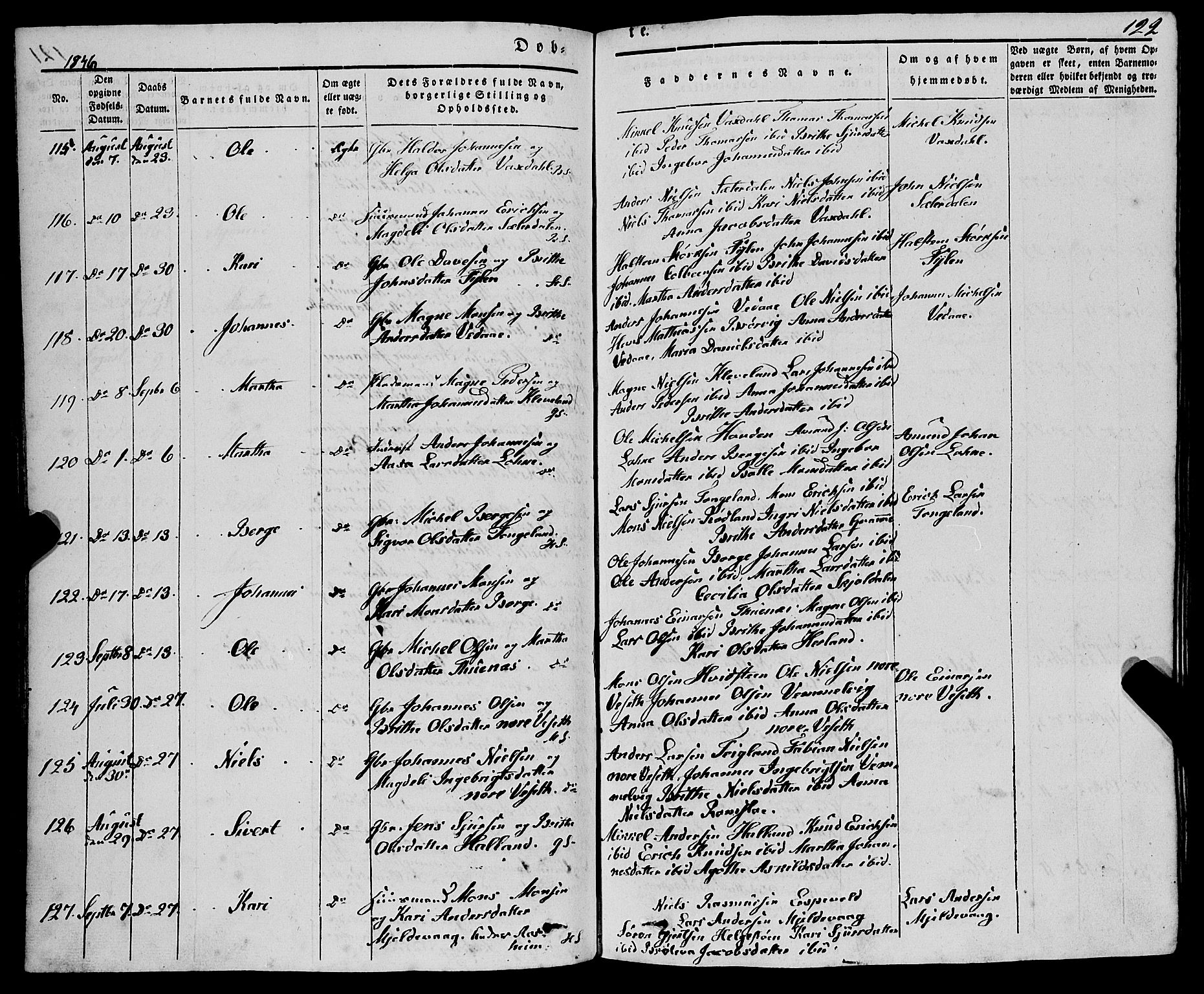 Haus sokneprestembete, AV/SAB-A-75601/H/Haa: Parish register (official) no. A 15, 1838-1847, p. 122