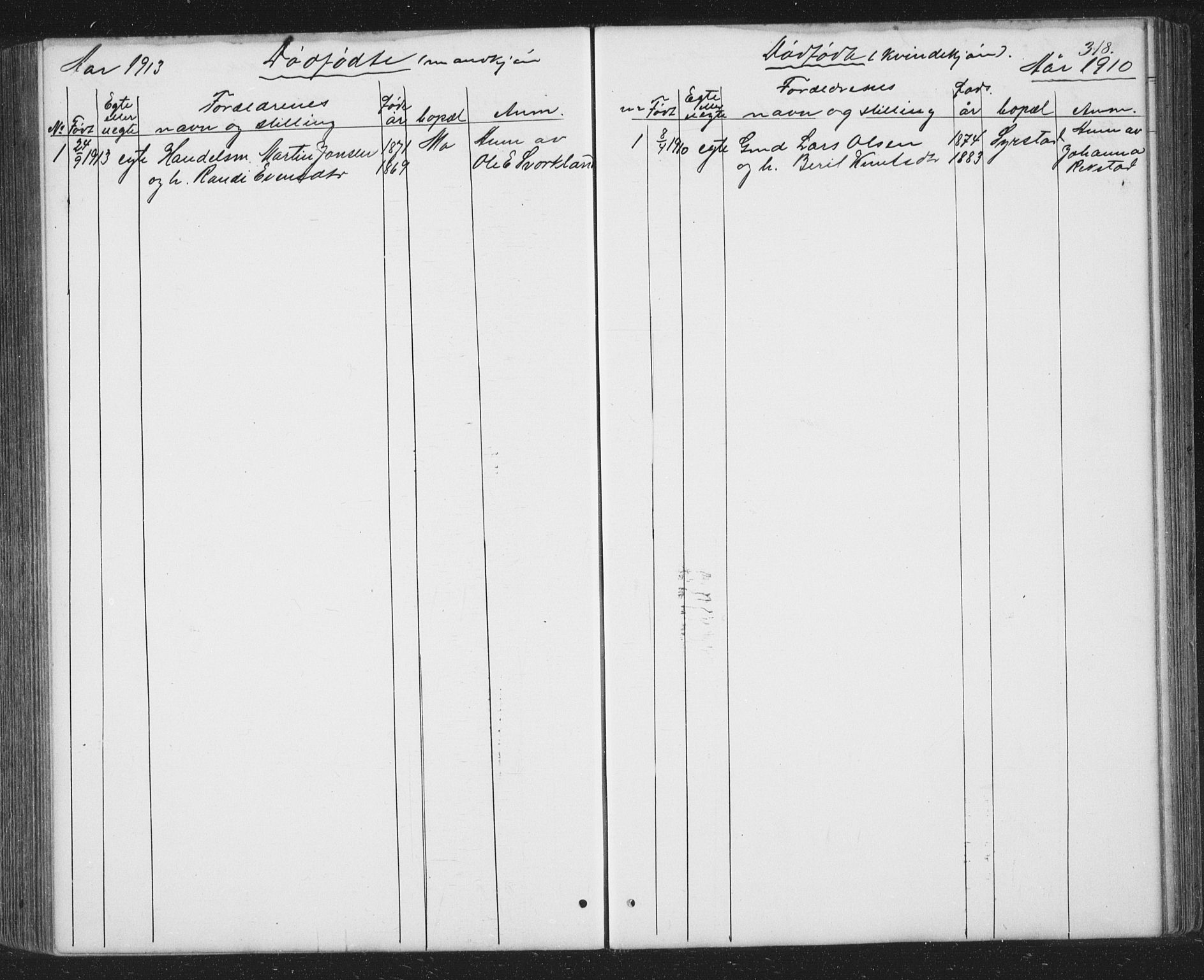 Ministerialprotokoller, klokkerbøker og fødselsregistre - Sør-Trøndelag, SAT/A-1456/667/L0798: Parish register (copy) no. 667C03, 1867-1929, p. 318