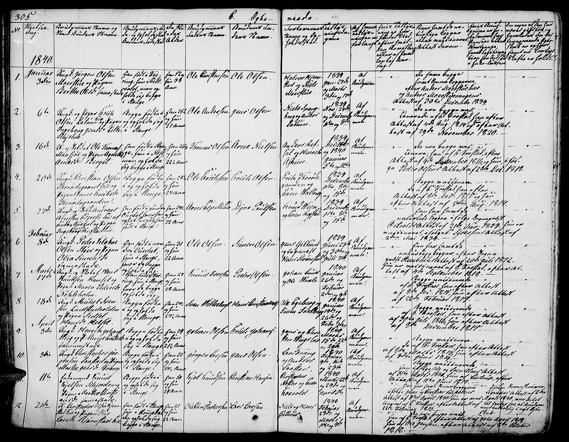 Stange prestekontor, SAH/PREST-002/L/L0003: Parish register (copy) no. 3, 1840-1864, p. 305