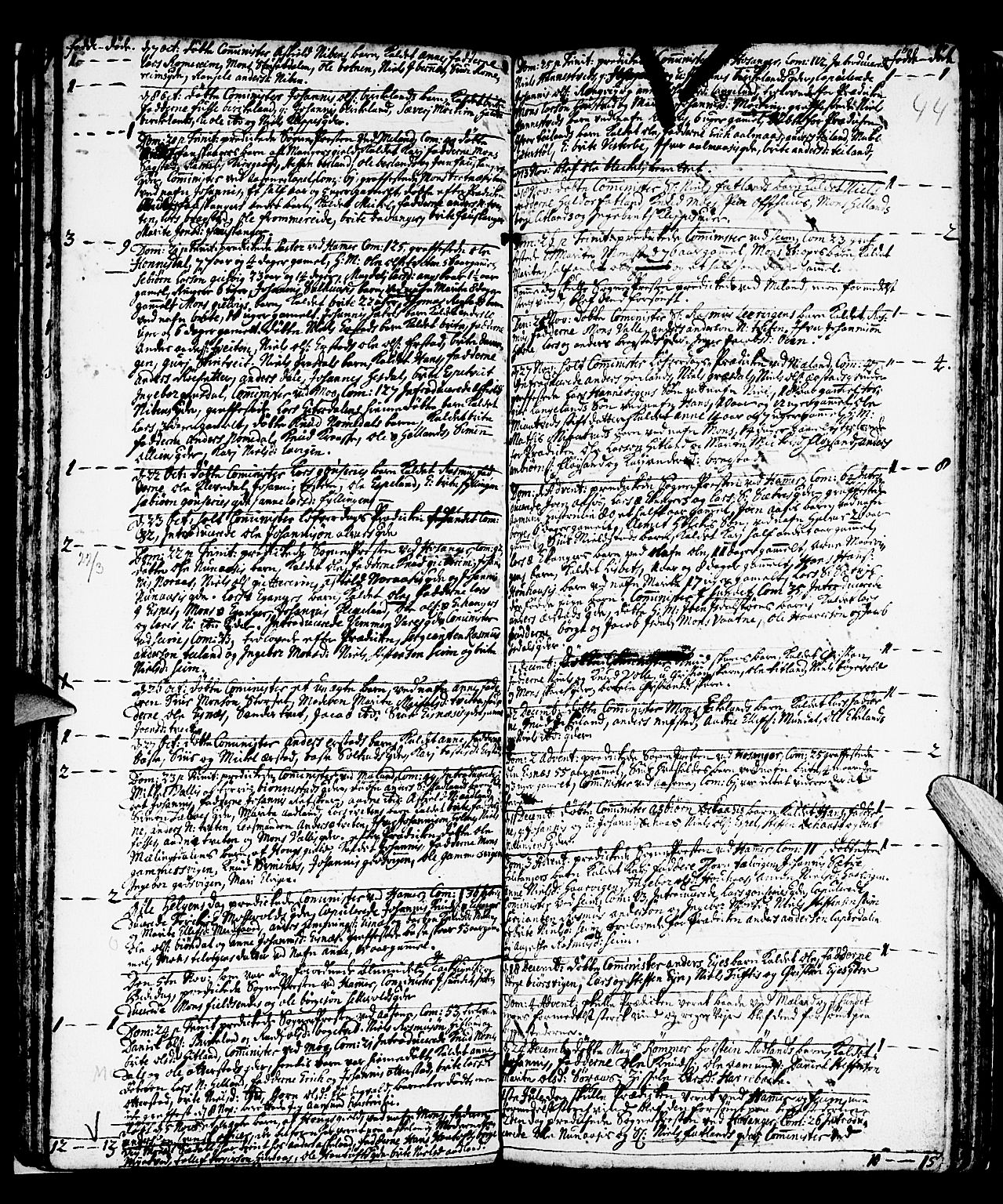Hamre sokneprestembete, SAB/A-75501/H/Ha/Haa/Haaa/L0003: Parish register (official) no. A 3, 1708-1726, p. 44