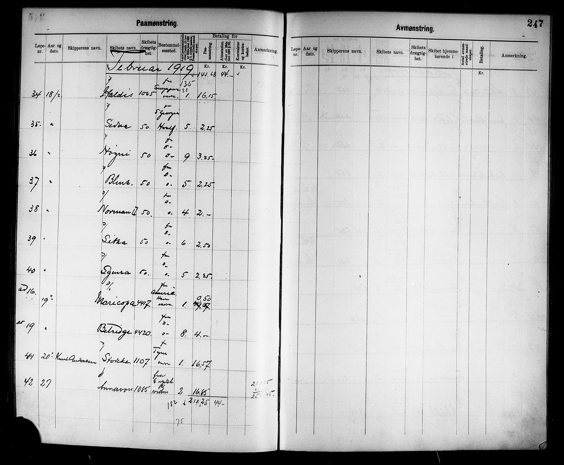 Tønsberg innrulleringskontor, AV/SAKO-A-786/H/Ha/L0007: Mønstringsjournal, 1915-1925, p. 250