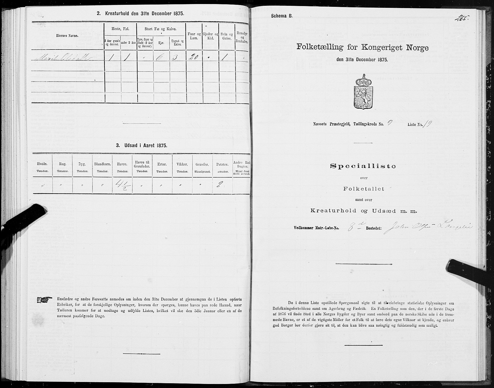 SAT, 1875 census for 1543P Nesset, 1875, p. 4265