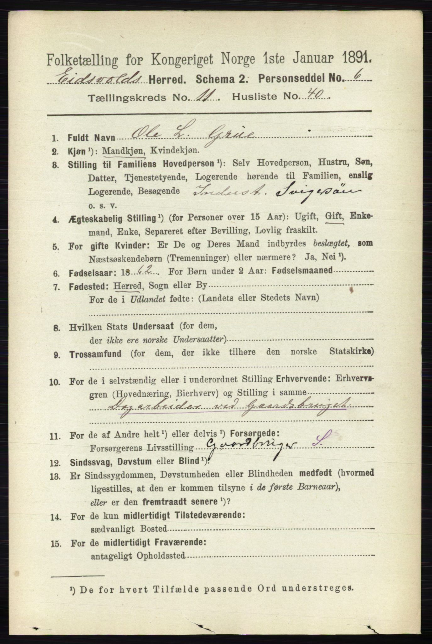 RA, 1891 census for 0237 Eidsvoll, 1891, p. 7960