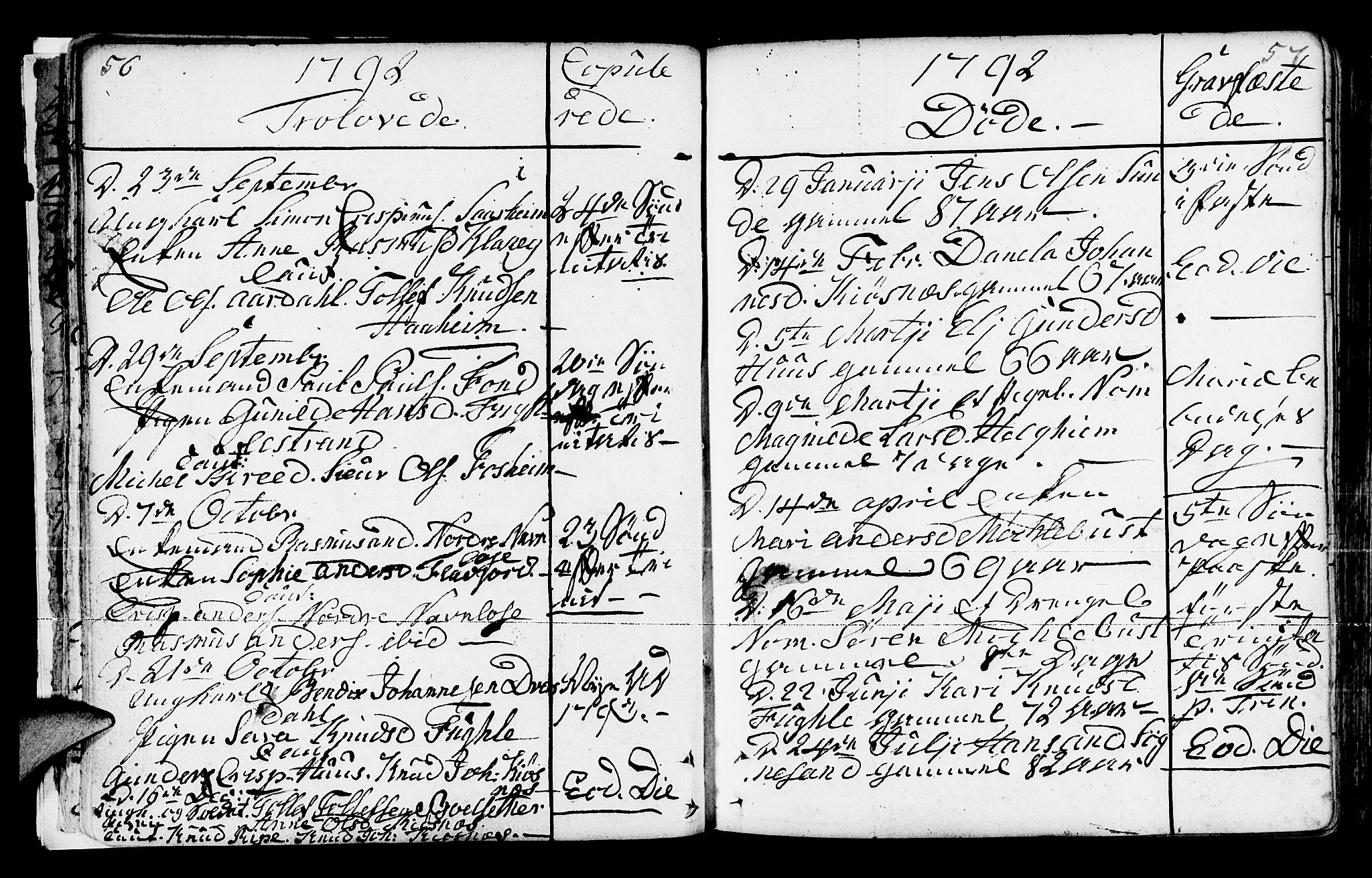 Jølster sokneprestembete, AV/SAB-A-80701/H/Haa/Haaa/L0006: Parish register (official) no. A 6, 1790-1821, p. 56-57