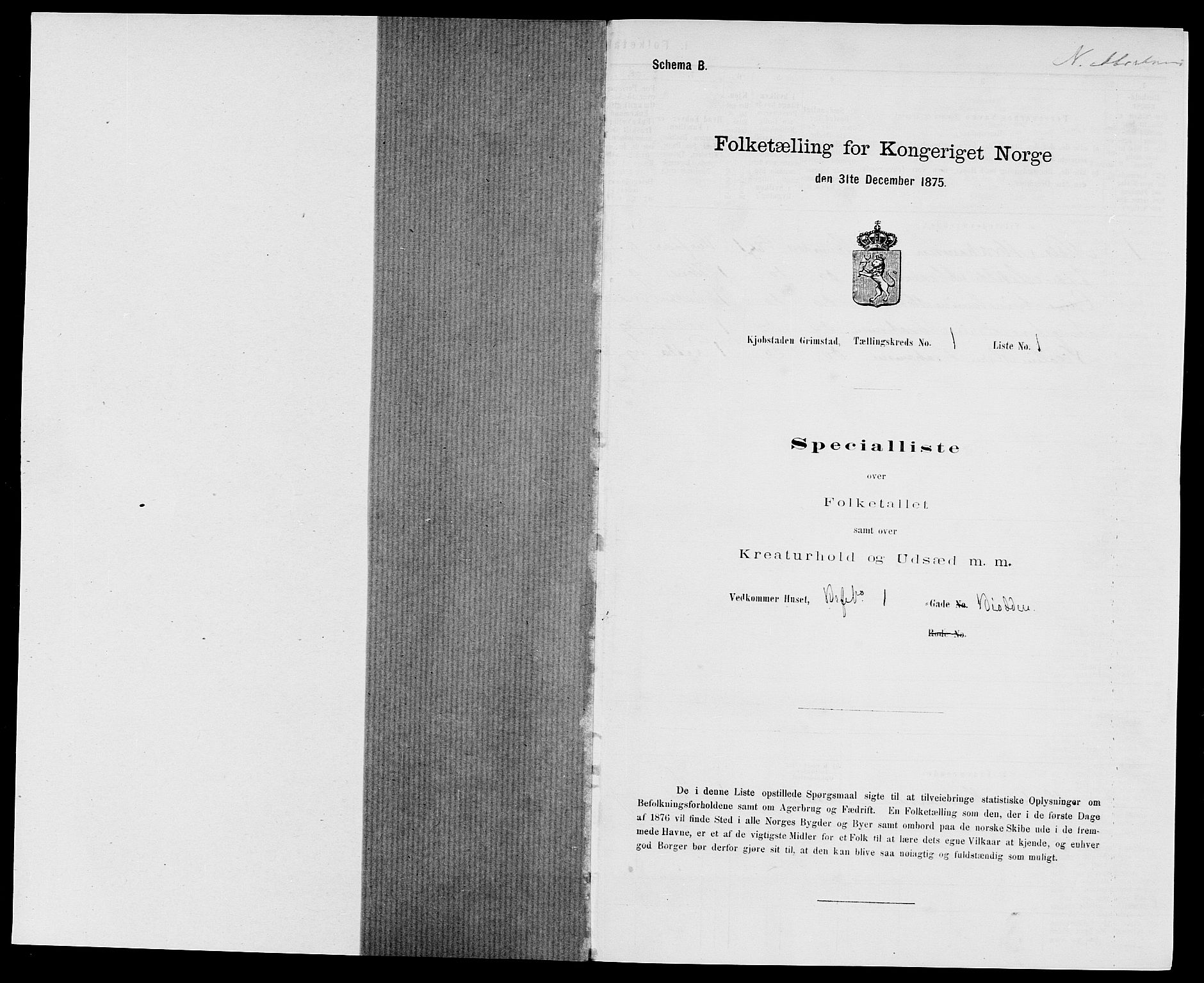 SAK, 1875 census for 0904B Fjære/Grimstad, 1875, p. 10