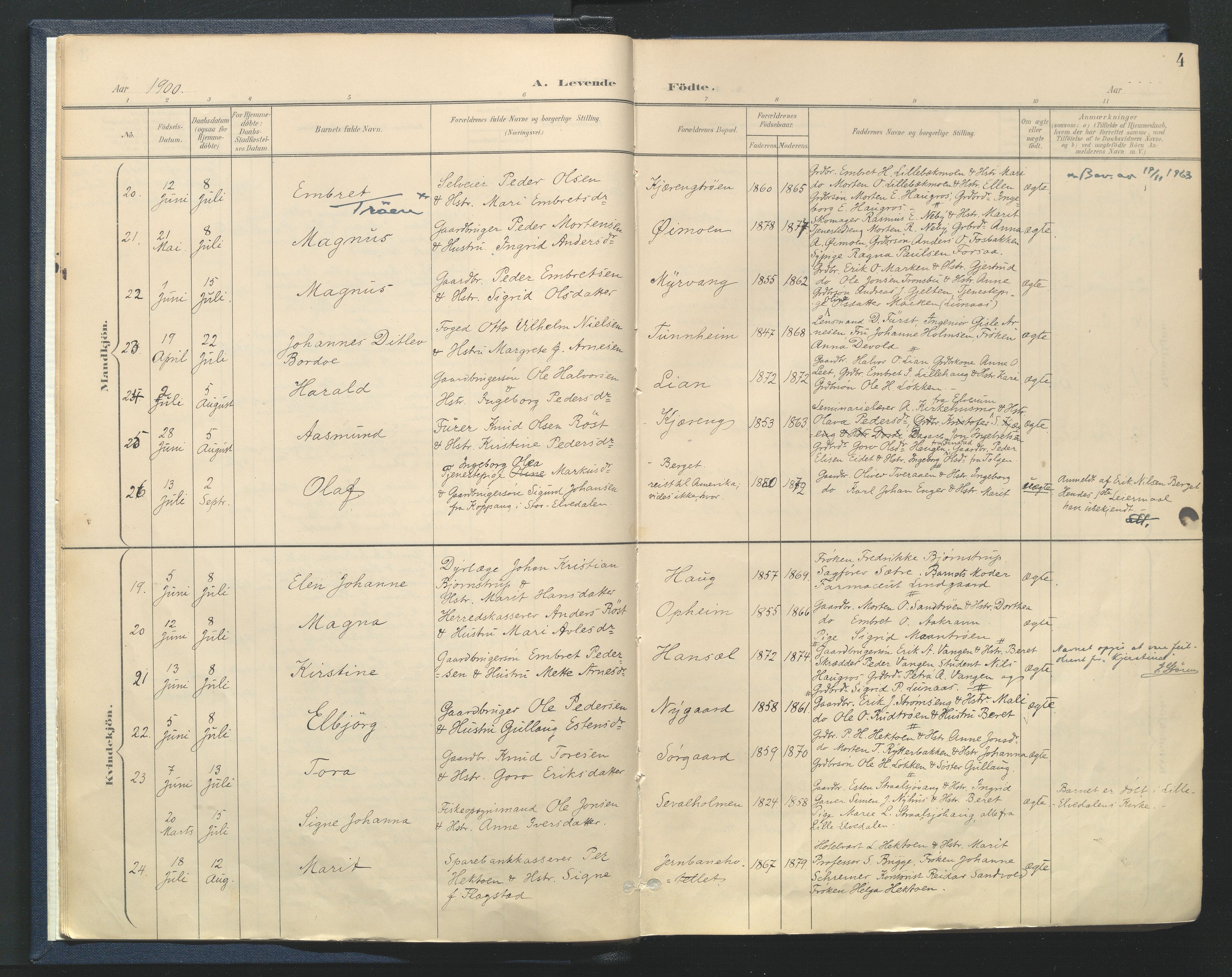 Tynset prestekontor, AV/SAH-PREST-058/H/Ha/Haa/L0025: Parish register (official) no. 25, 1900-1914, p. 4